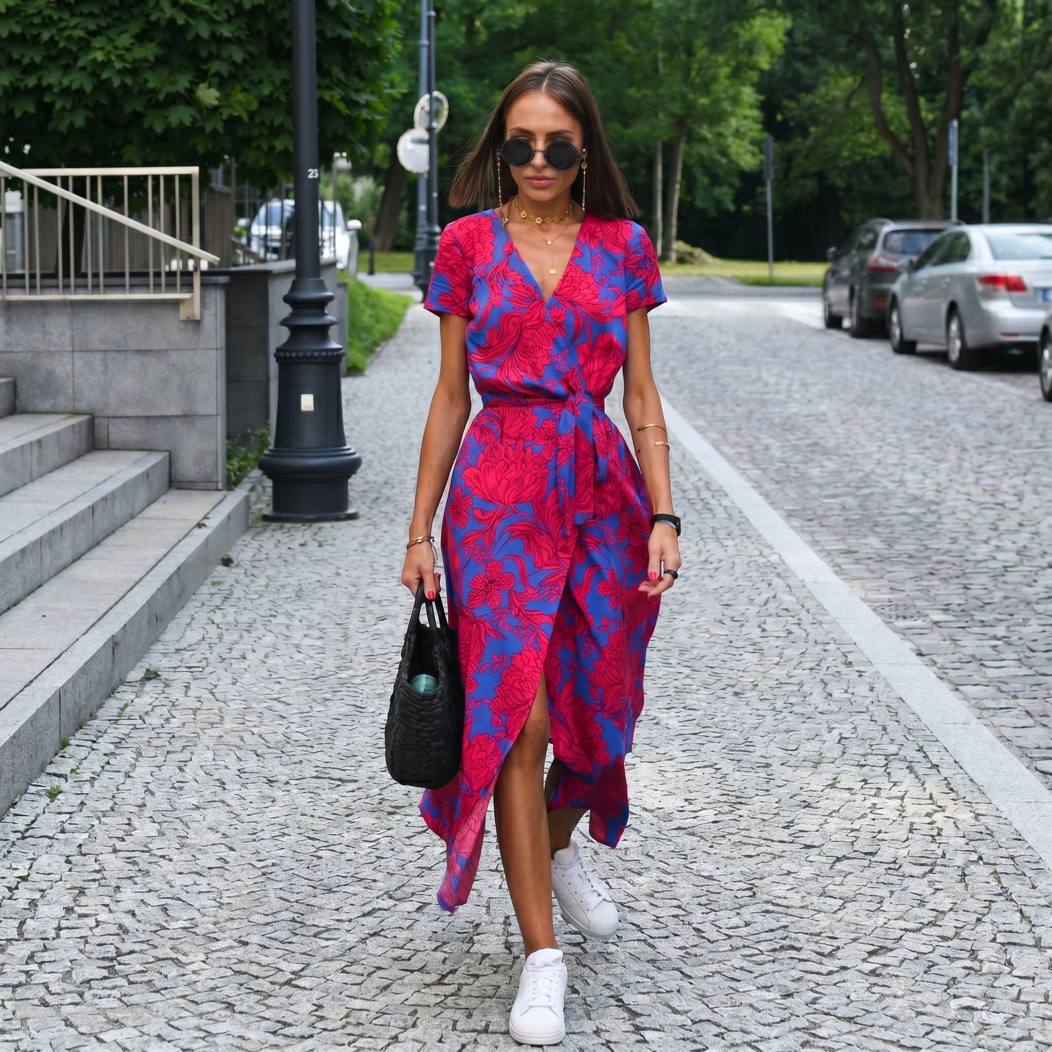 Clara - Women's Summer Vintage Floral Wrap Maxi Dress - Maxi Dress - Red - Taylor & Bennett