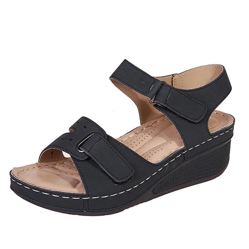 Cora - Women's Orthopaedic Wedge Sandals - Sandals - Black - Taylor & Bennett