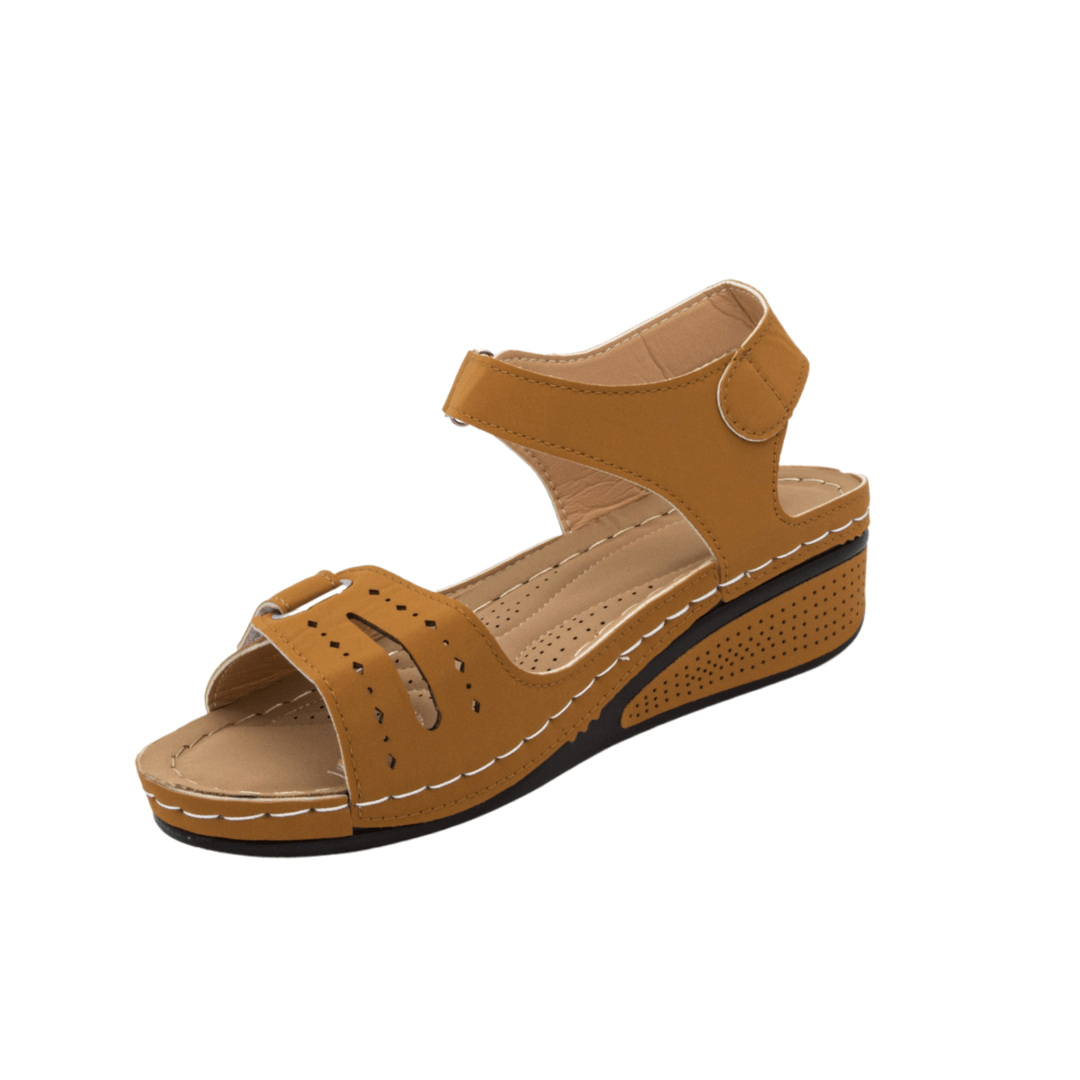Cora - Women's Orthopaedic Wedge Sandals - Sandals - Yellow - Taylor & Bennett