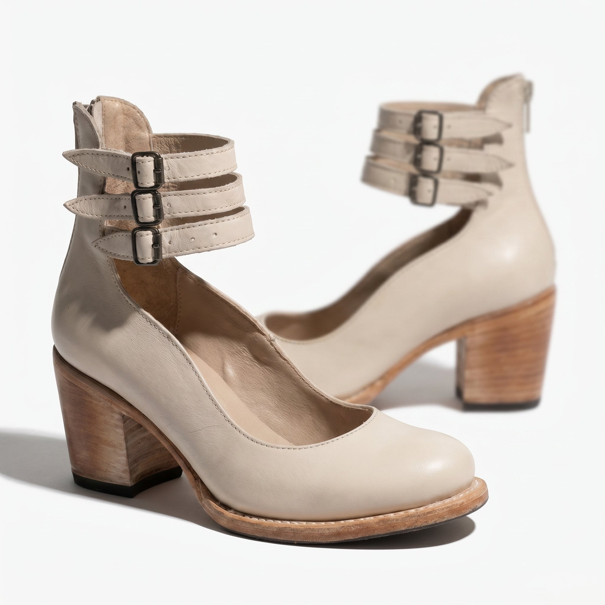 Daisy - Daisy - Women's Ankle Strap Block Heels - Sandals - White - Taylor & Bennett