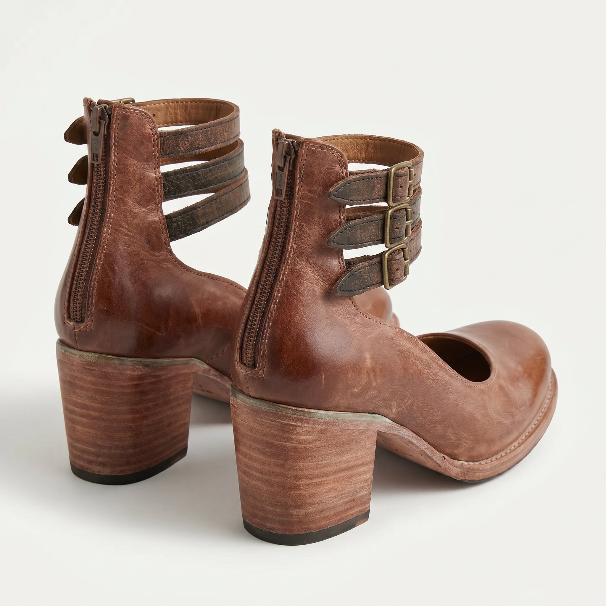 Daisy - Daisy - Women's Ankle Strap Block Heels - Sandals - Dark Brown - Taylor & Bennett