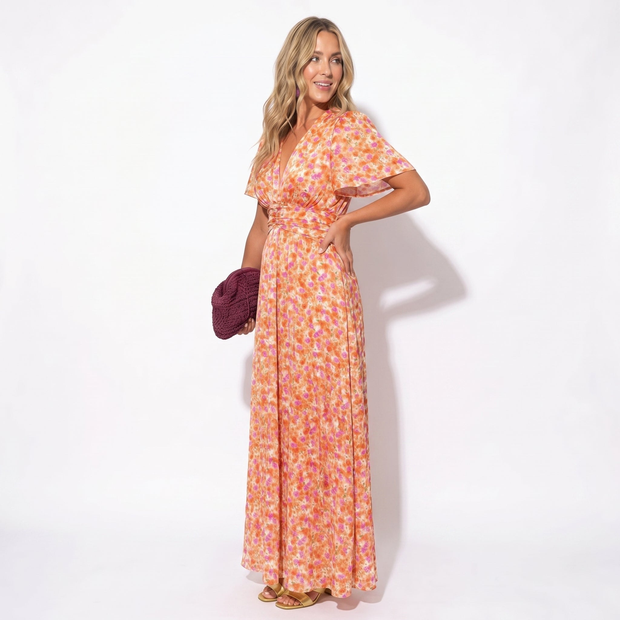 Daisy - Women's Floral Maxi Dress - Dress - Orange - Taylor & Bennett