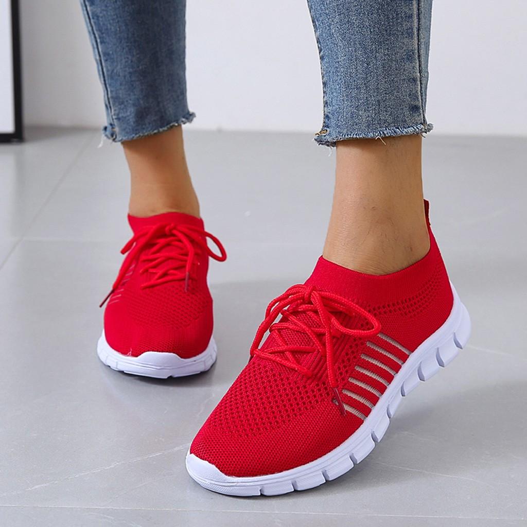 Daisy - Women's Lightweight Lace - Up Breathable Trainers - Trainers - Red - Taylor & Bennett