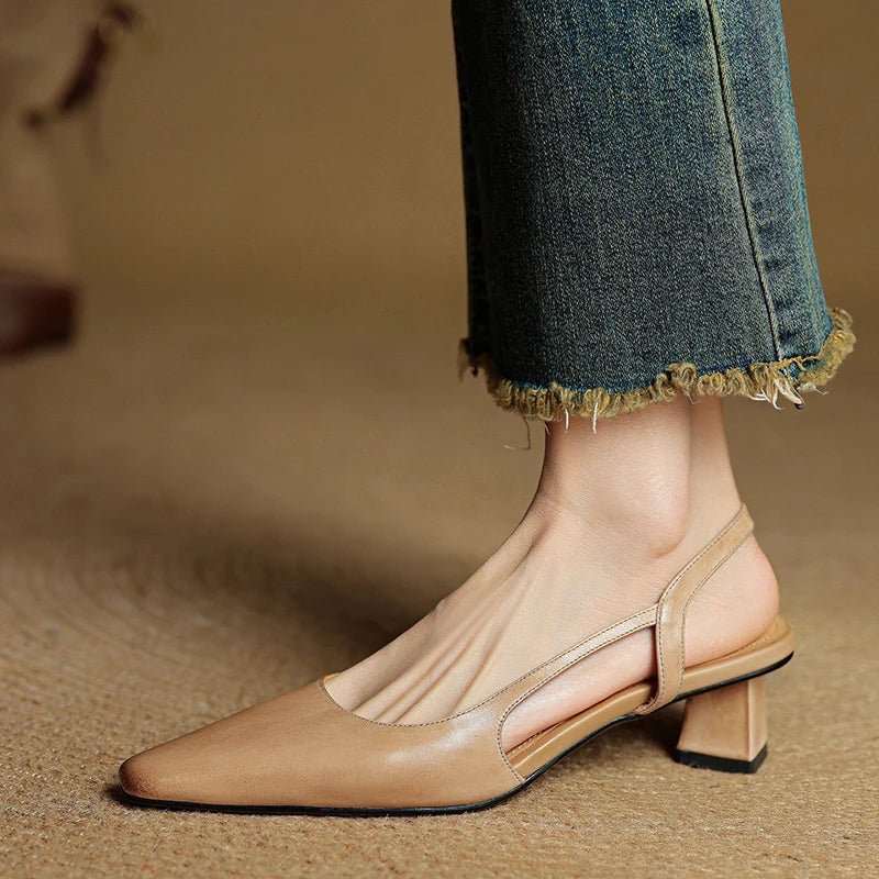 Daisy - Women's Slingback Pumps with Pointed Toe - Sandals - Brown - Taylor & Bennett