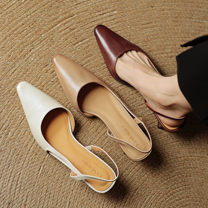 Daisy - Women's Slingback Pumps with Pointed Toe - Sandals - Cream - Taylor & Bennett