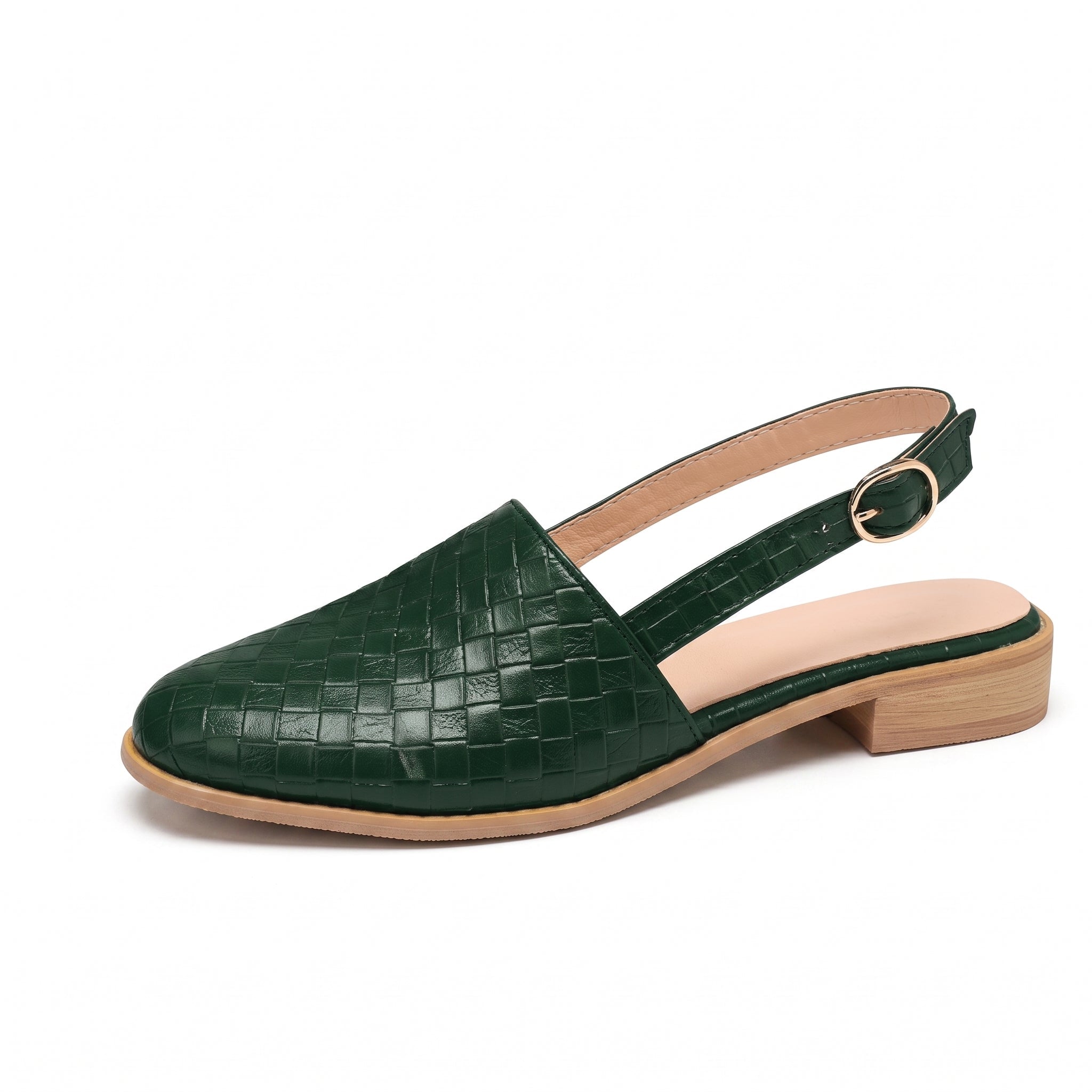 Daisy - Women's Woven Slingback Mules with Buckle Strap - Sandals - Green - Taylor & Bennett