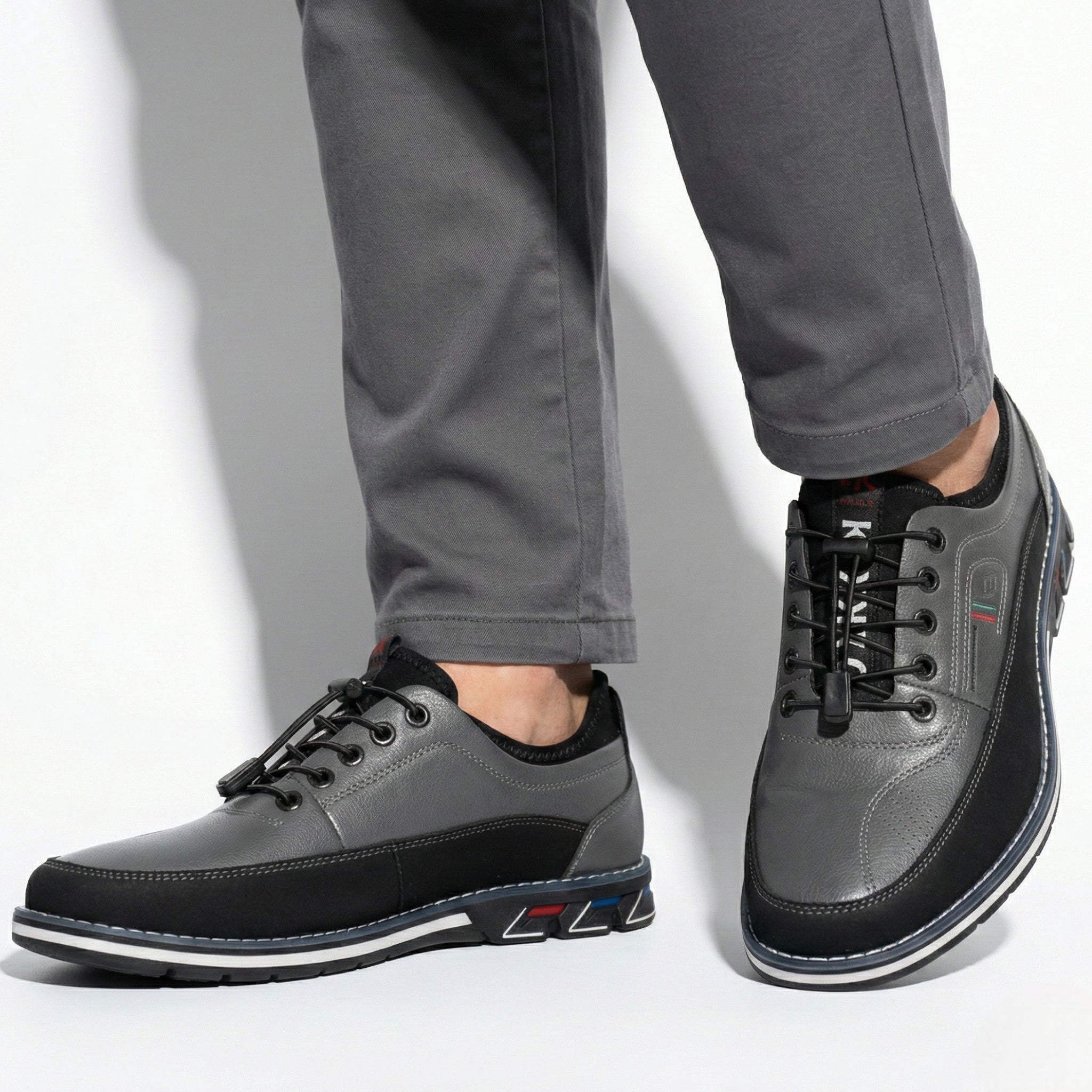 Daniel - Men's Leather Shoes with Structured Comfort Fit - Footwear - Grey - Taylor & Bennett