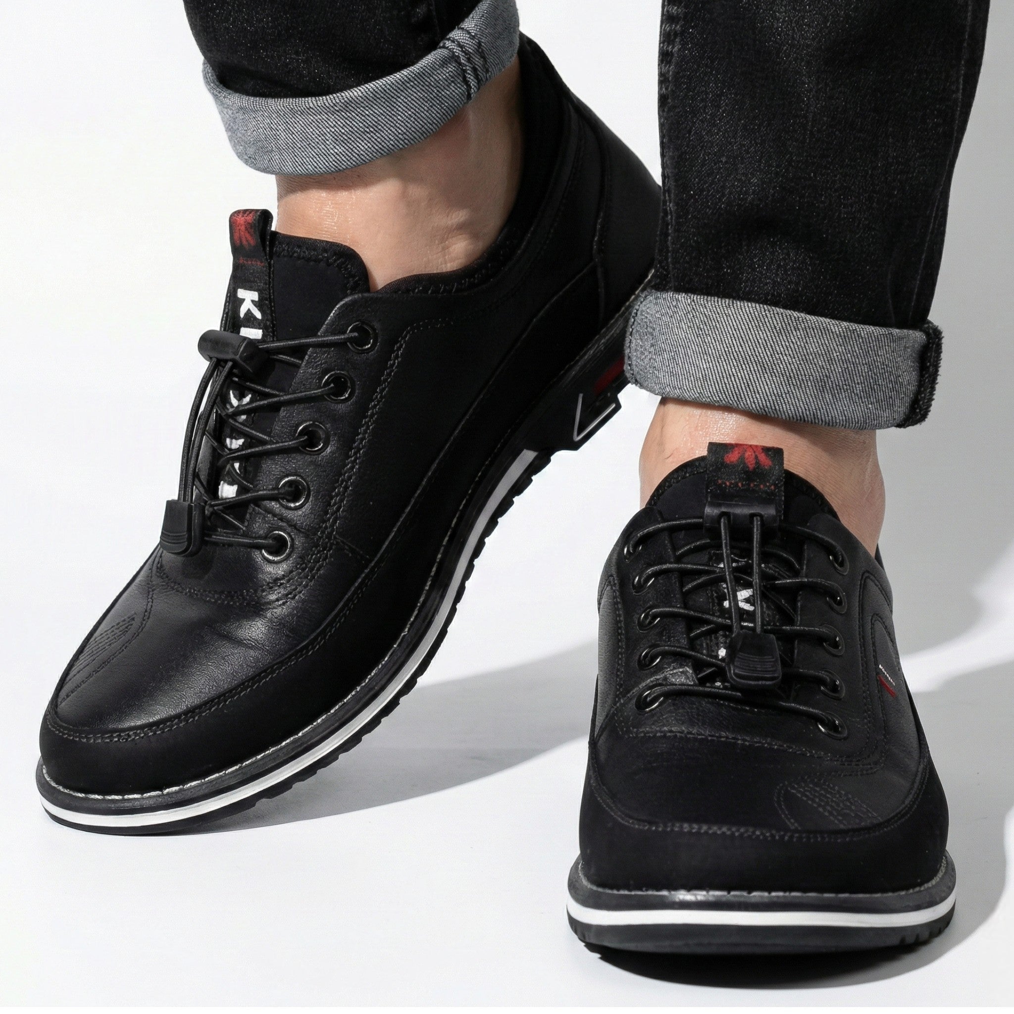 Daniel - Men's Leather Shoes with Structured Comfort Fit - Footwear - Black - Taylor & Bennett