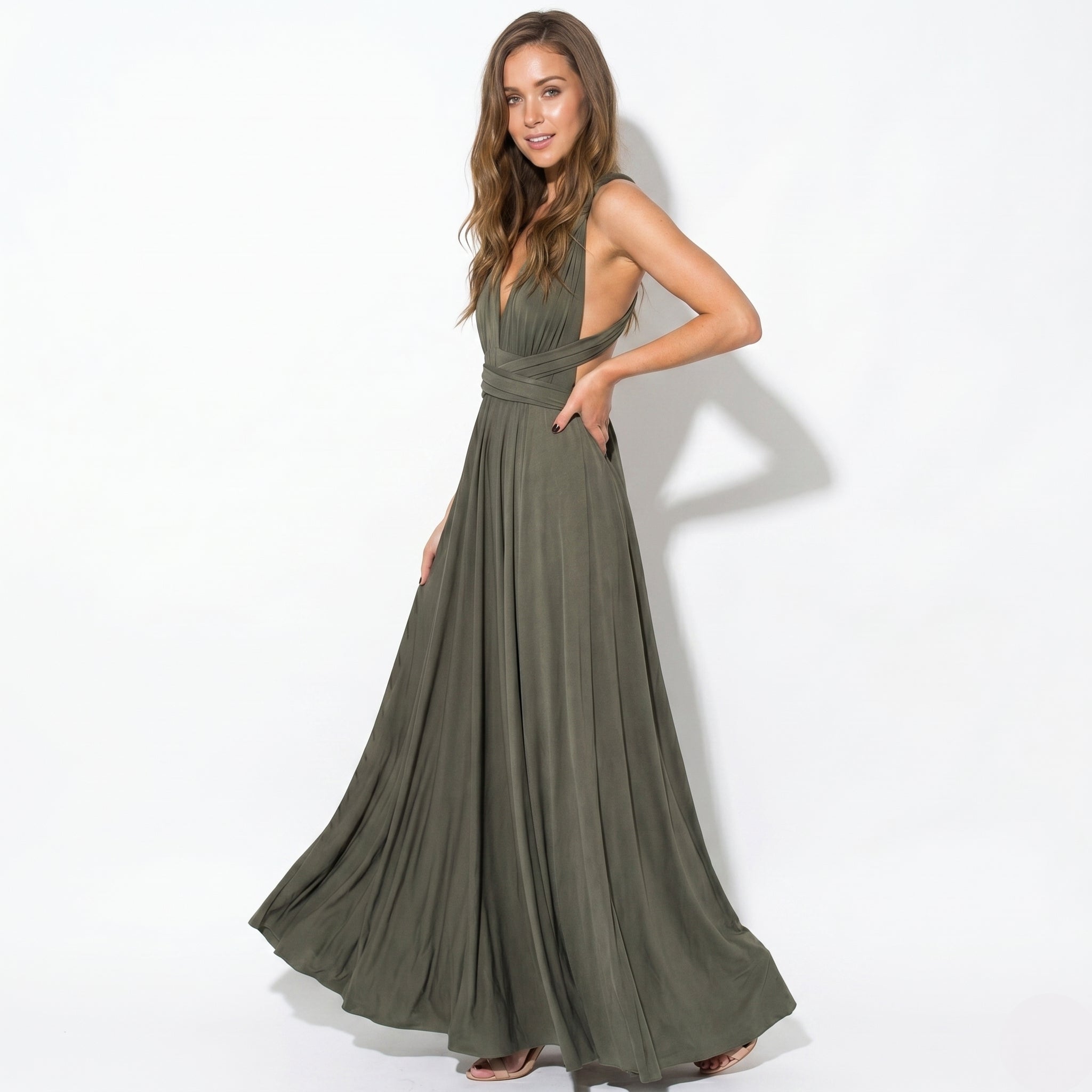 Danielle - Women's 3 - Way Wedding Guest Maxi Dress - Dress - Grey - Taylor & Bennett