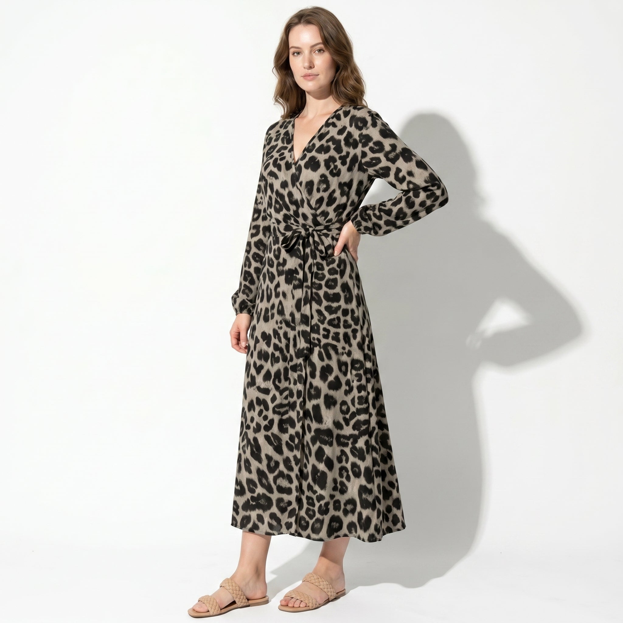 Diana – Women's Casual Wrap Printed Maxi Dress - Maxi Dress - Black - Taylor & Bennett