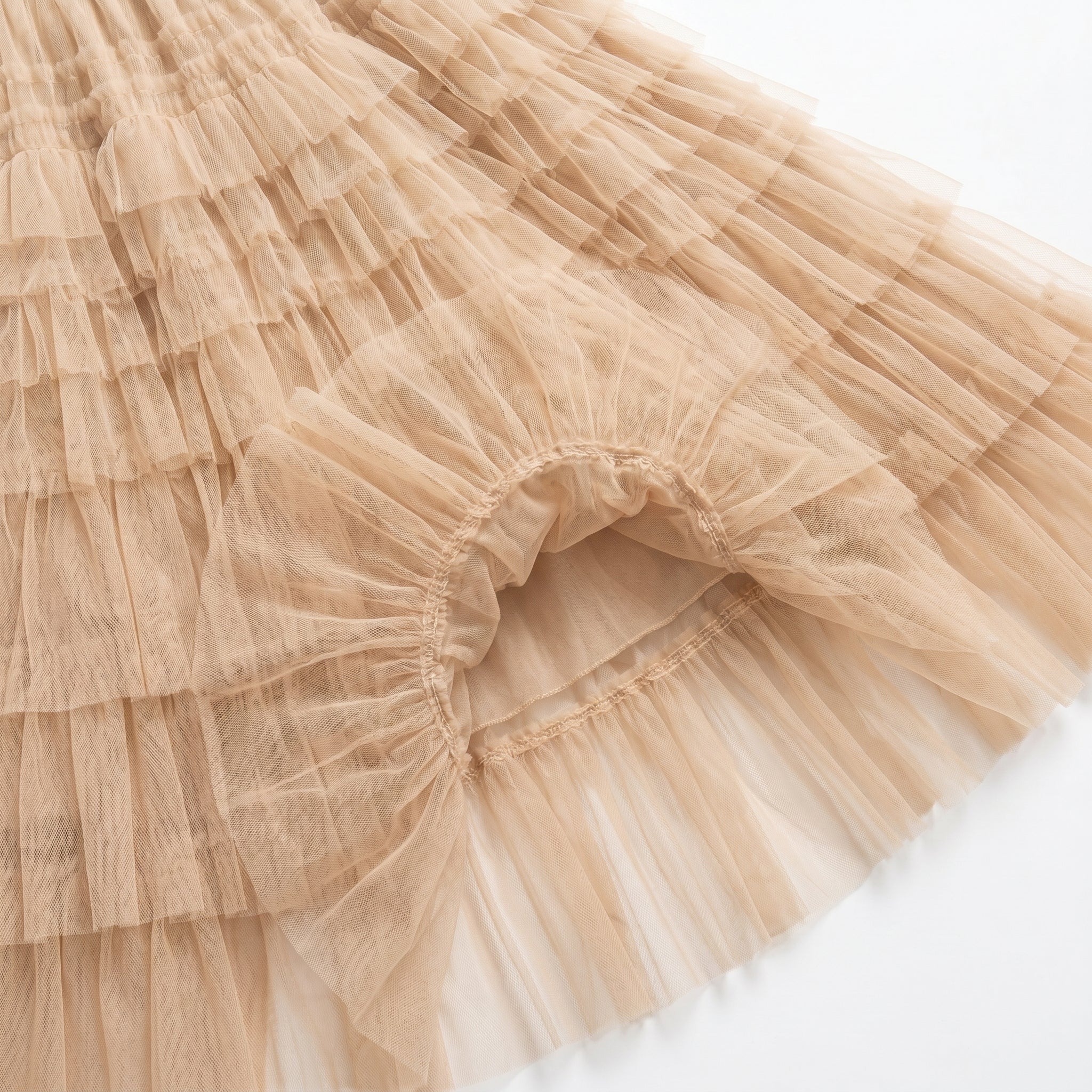 Dianne - Women's Summer Tiered Ruffle Tulle Maxi Skirt - Skirts - Beige - Taylor & Bennett