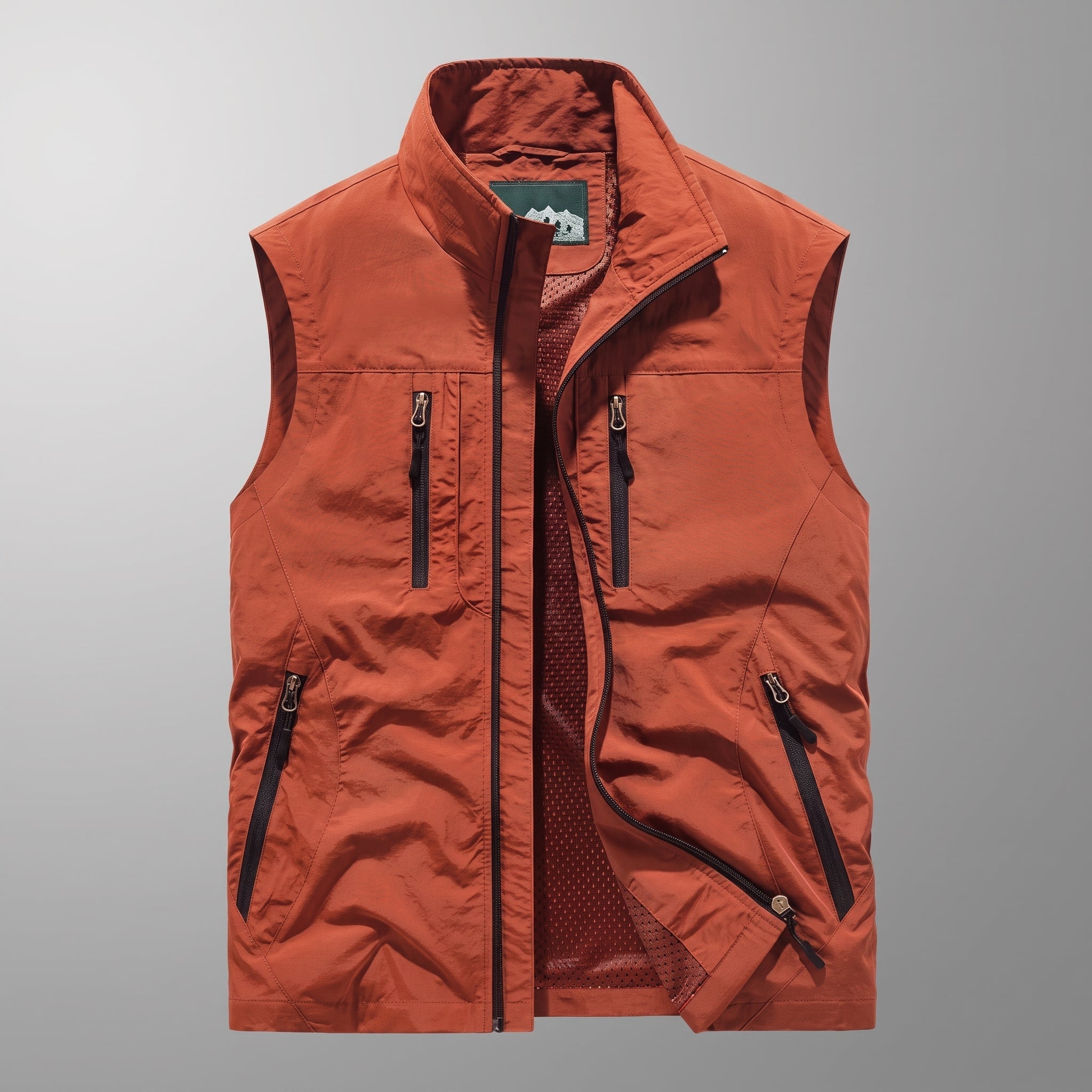 Dieter - Men's Stand Collar Multi-Pocket Transitional Gilet - Vests - Orange - Taylor & Bennett