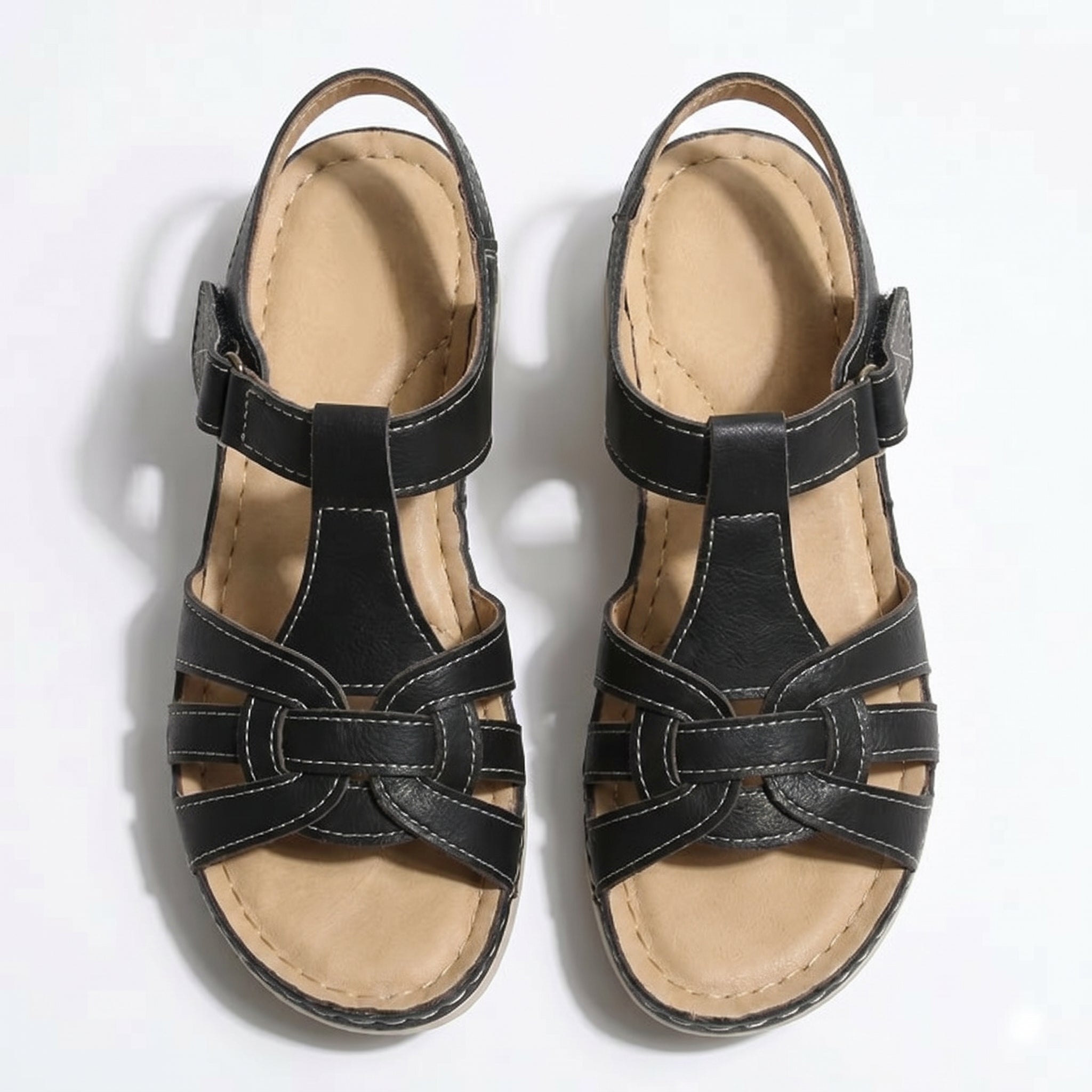 Donna - Women's Orthopaedic Wedge Sandals - Sandals - Black - Taylor & Bennett
