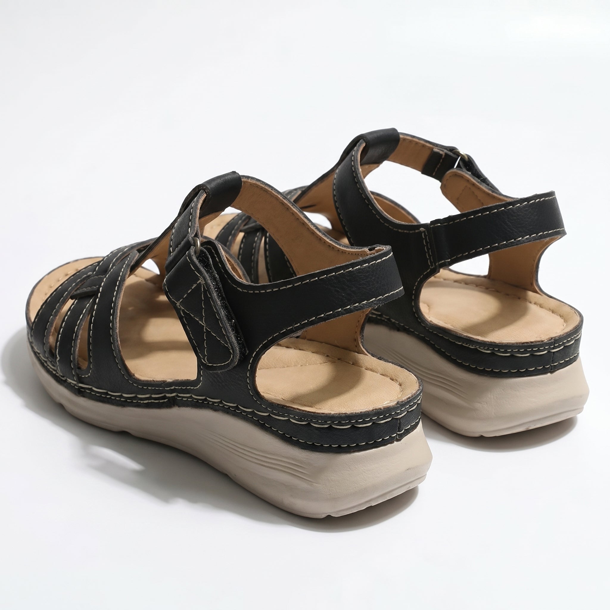 Donna - Women's Orthopaedic Wedge Sandals - Sandals - Black - Taylor & Bennett