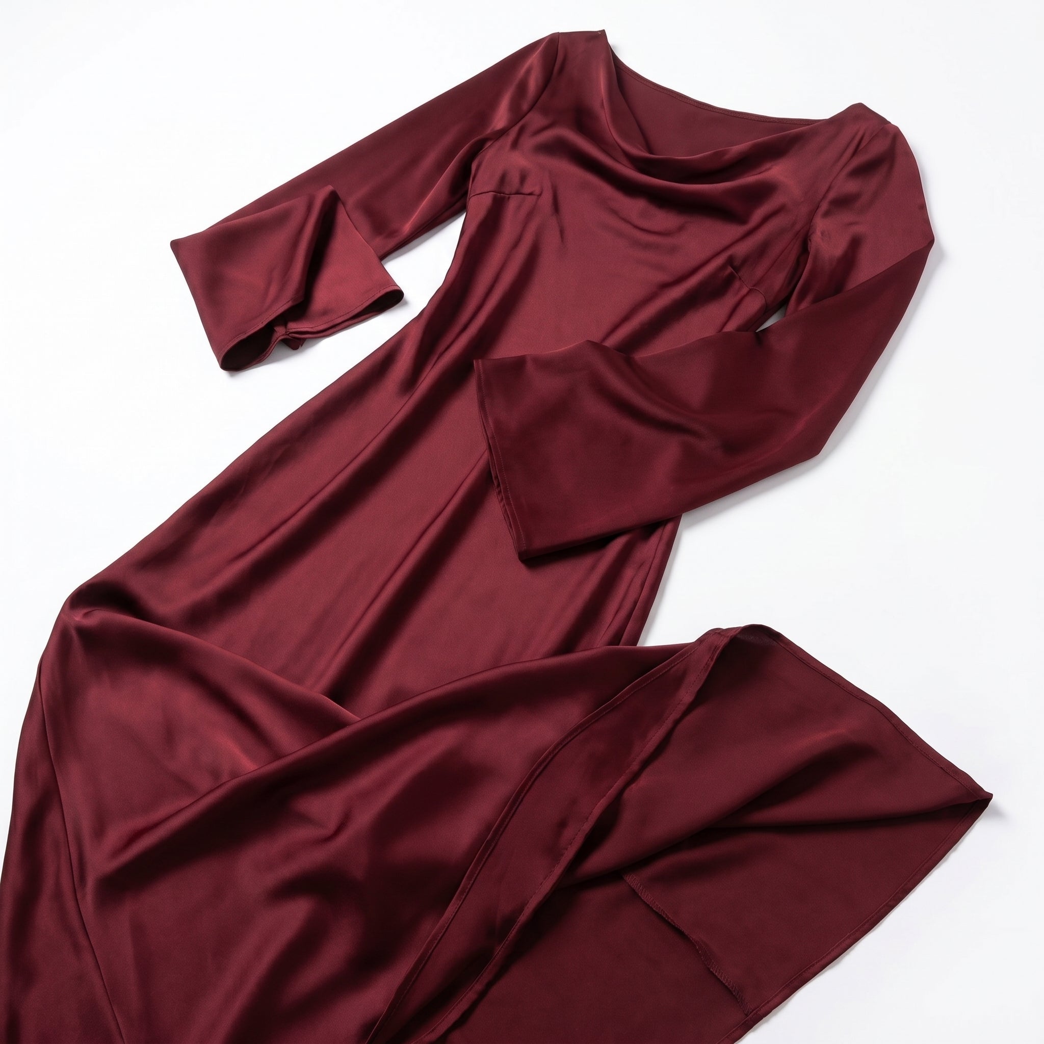 Dorothy - Women's Long Sleeve Maxi Dress with Flaring Skirt - Dress - Burgundy - Taylor & Bennett