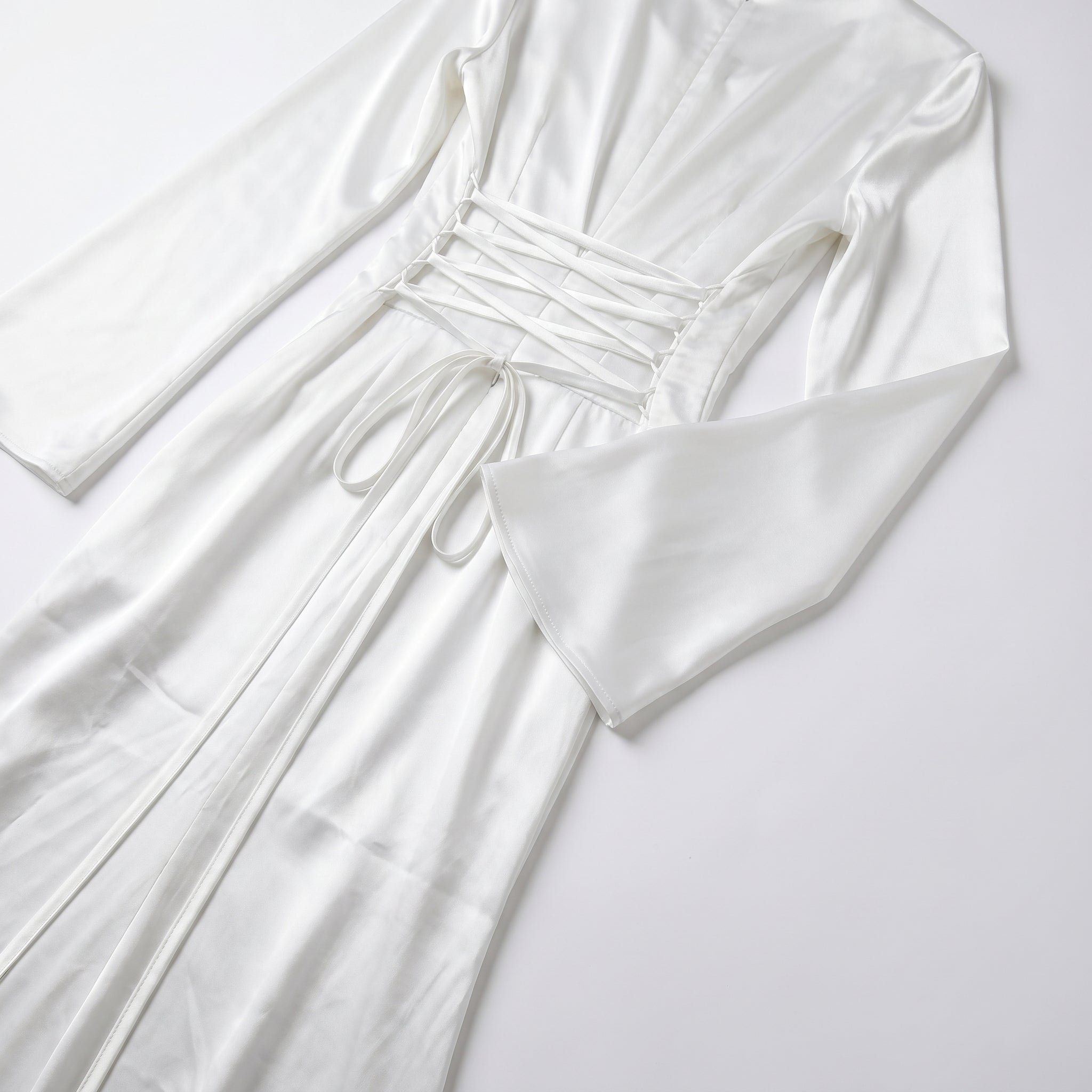 Dorothy - Women's Long Sleeve Maxi Dress with Flaring Skirt - Dress - White - Taylor & Bennett