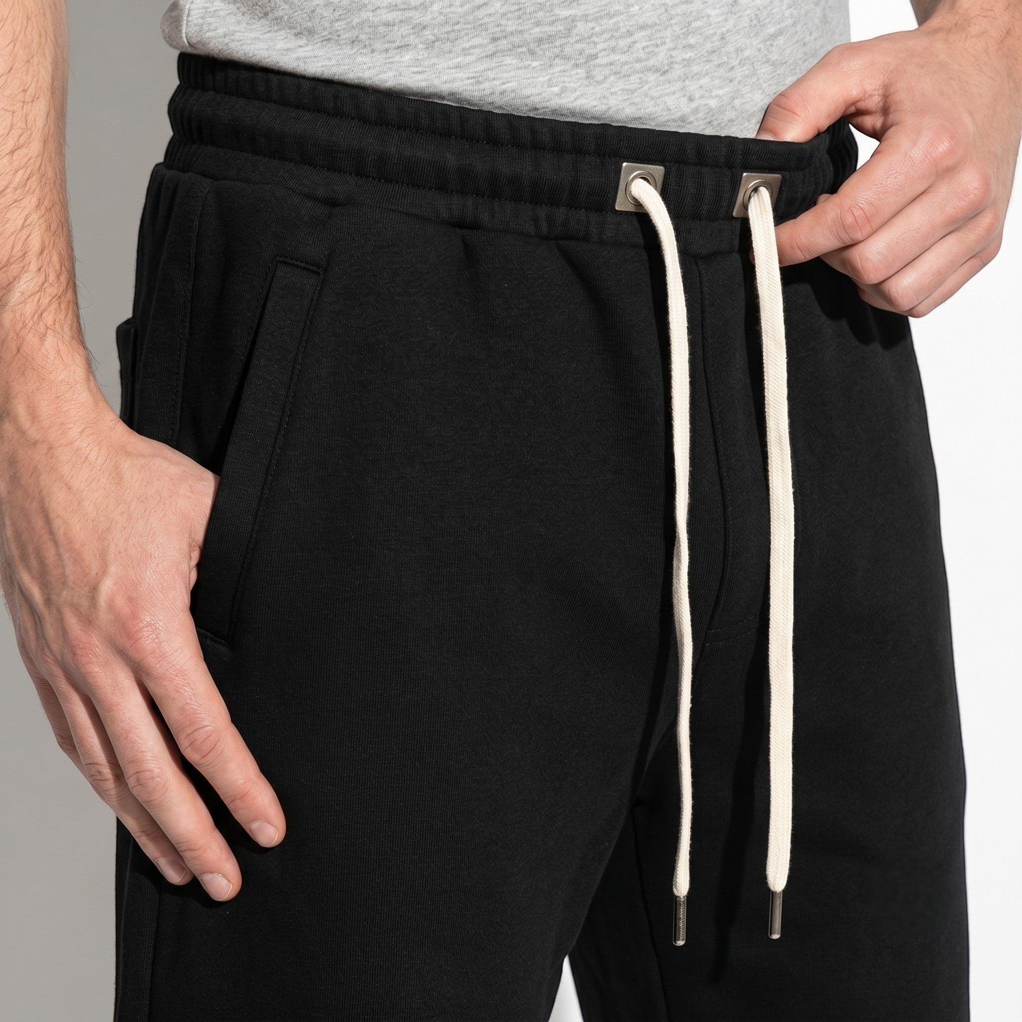 Dylan - Men's Casual Drawstring Shorts - Jogger Short - Black - Taylor & Bennett