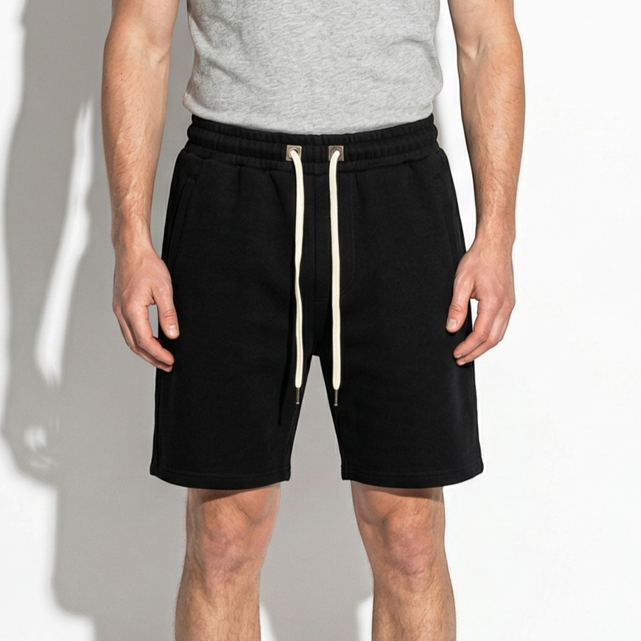 Dylan - Men's Casual Drawstring Shorts with Side Pockets - Jogger Short - Black - Taylor & Bennett