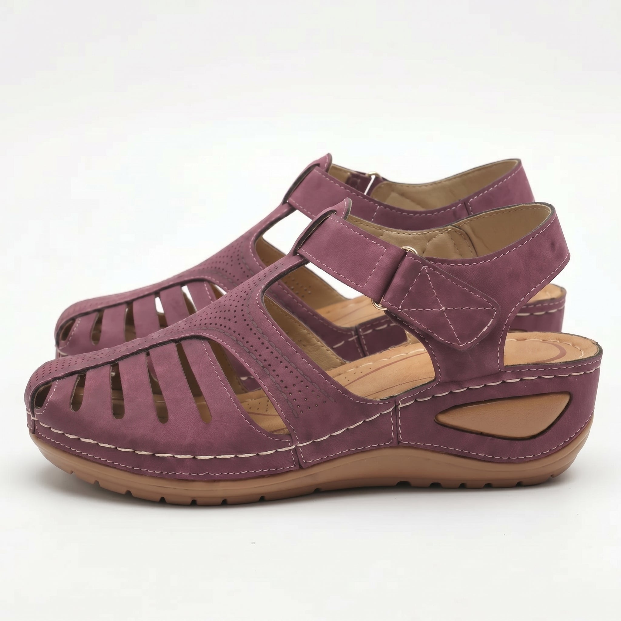 Eleanor - Women's Orthopaedic Cut - Out Sandal - Sandals - Purple - Taylor & Bennett