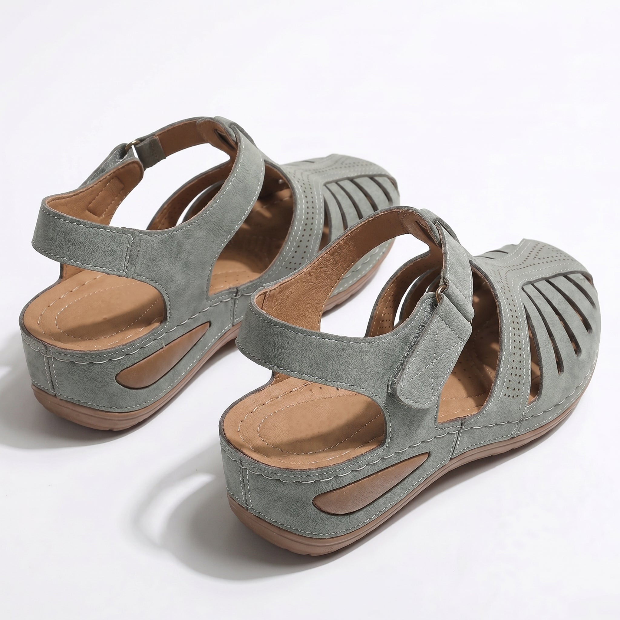 Eleanor - Women's Orthopaedic Cut - Out Sandal - Sandals - Grey - Taylor & Bennett