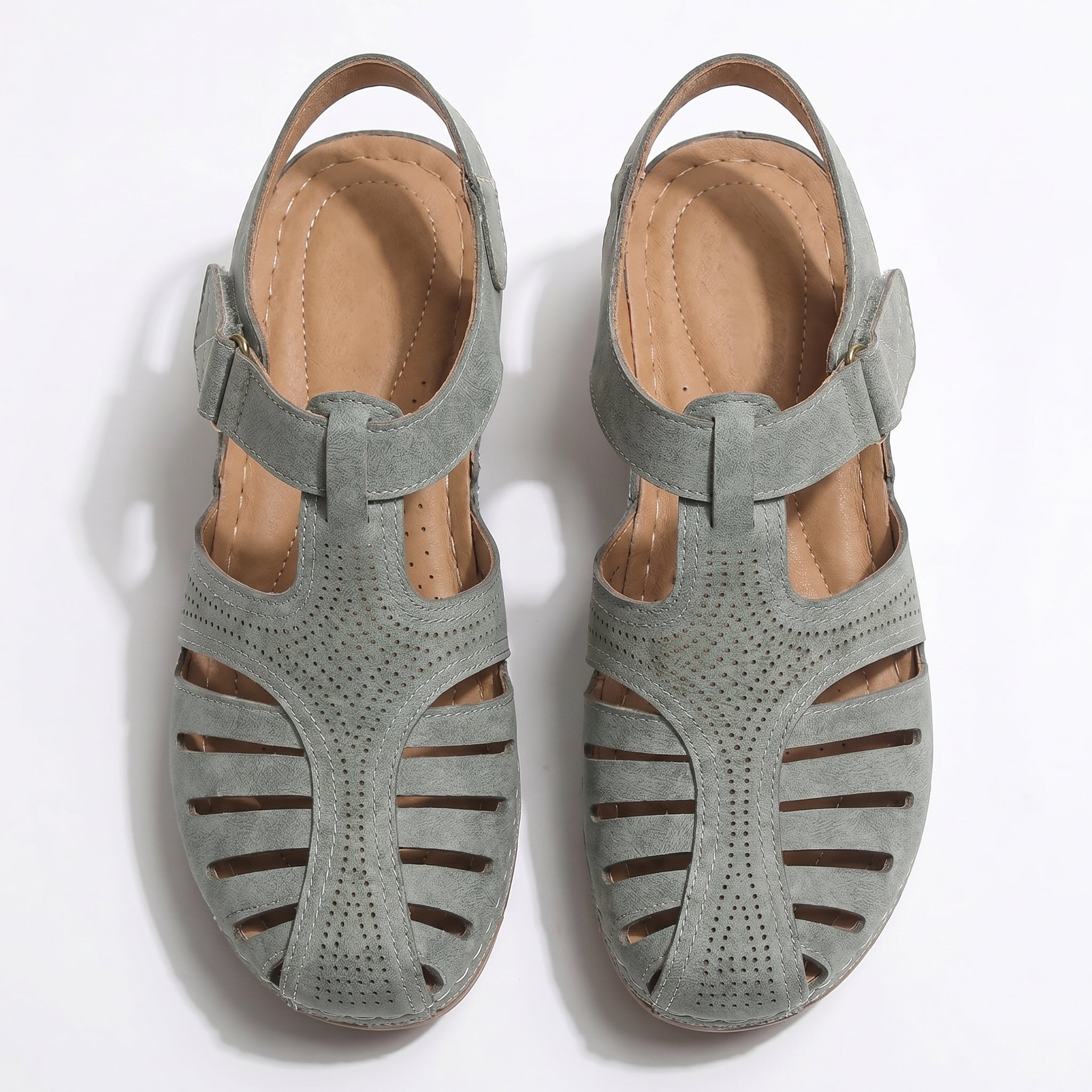 Eleanor - Women's Orthopaedic Cut - Out Sandal - Sandals - Grey - Taylor & Bennett