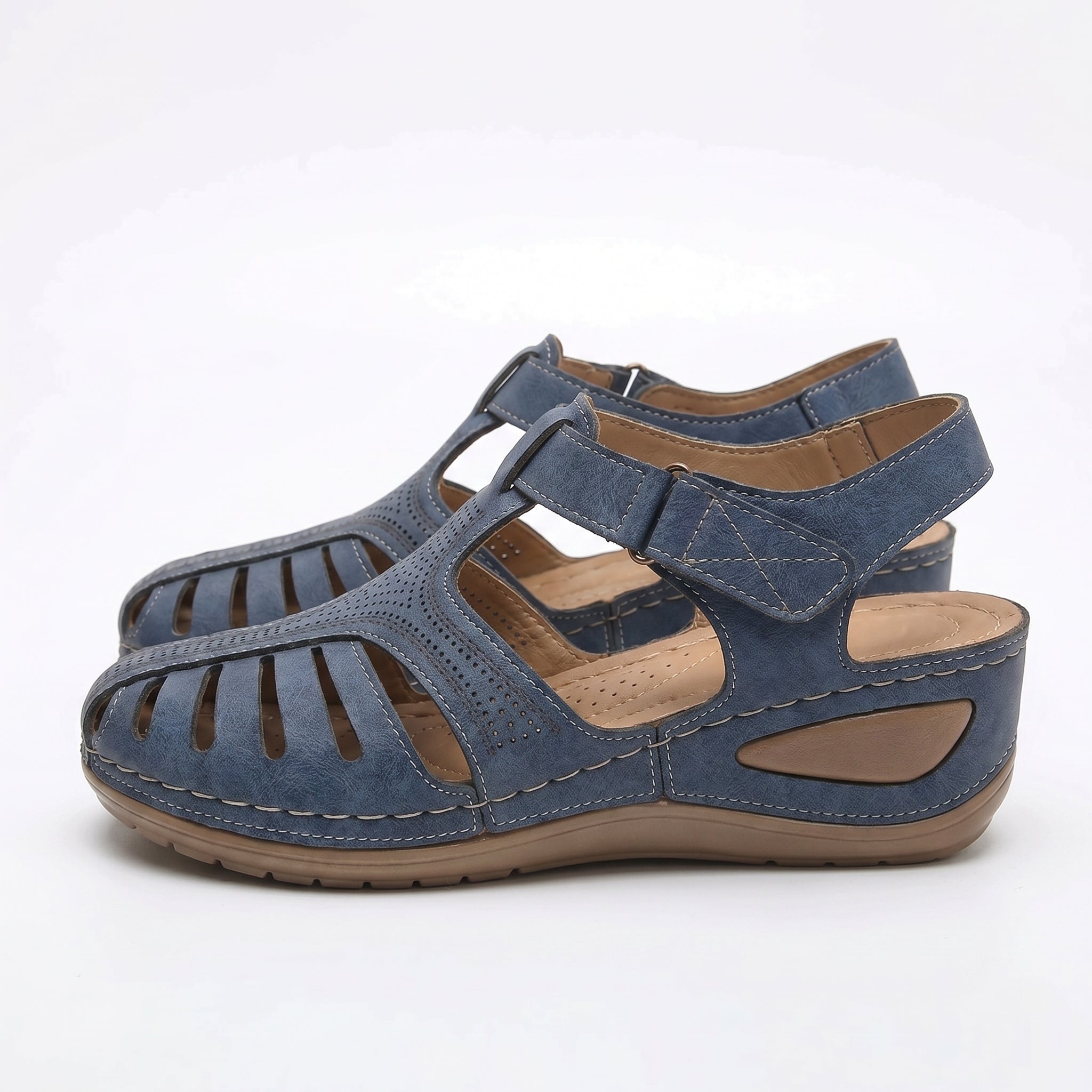 Eleanor - Women's Orthopaedic Cut - Out Sandal - Sandals - Light Blue - Taylor & Bennett
