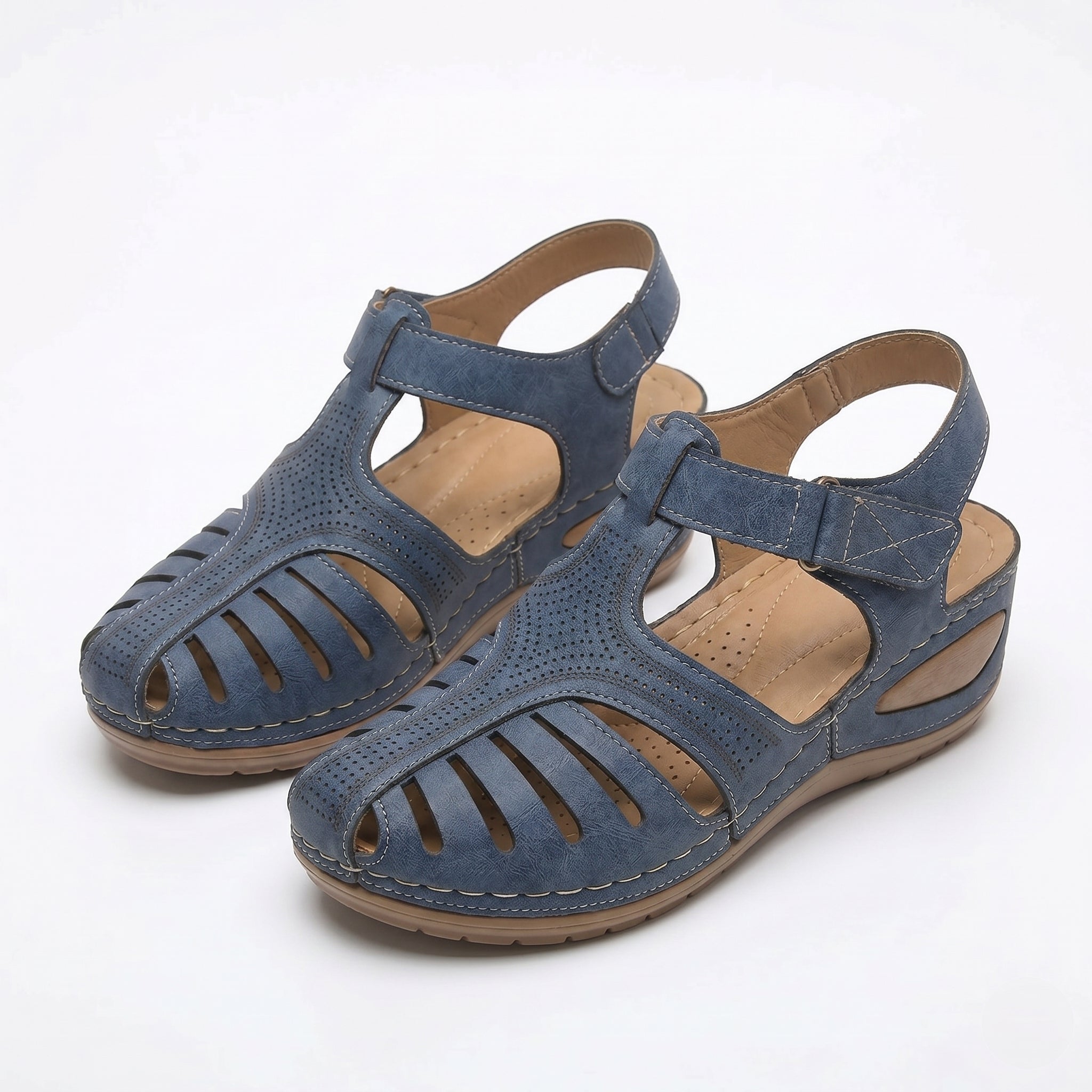 Eleanor - Women's Orthopaedic Cut - Out Sandal - Sandals - Light Blue - Taylor & Bennett