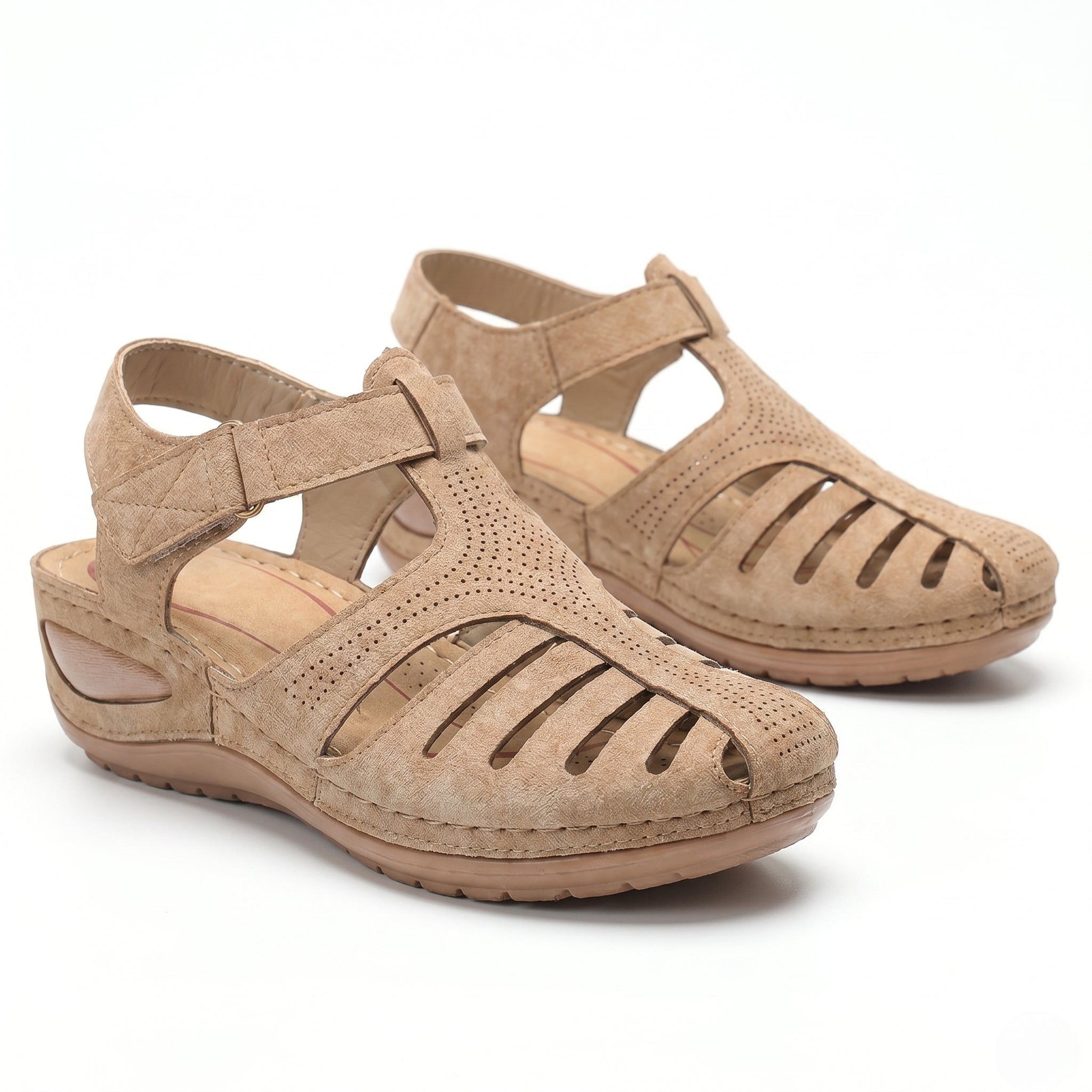 Eleanor - Women's Orthopaedic Cut - Out Sandal - Sandals - Beige - Taylor & Bennett