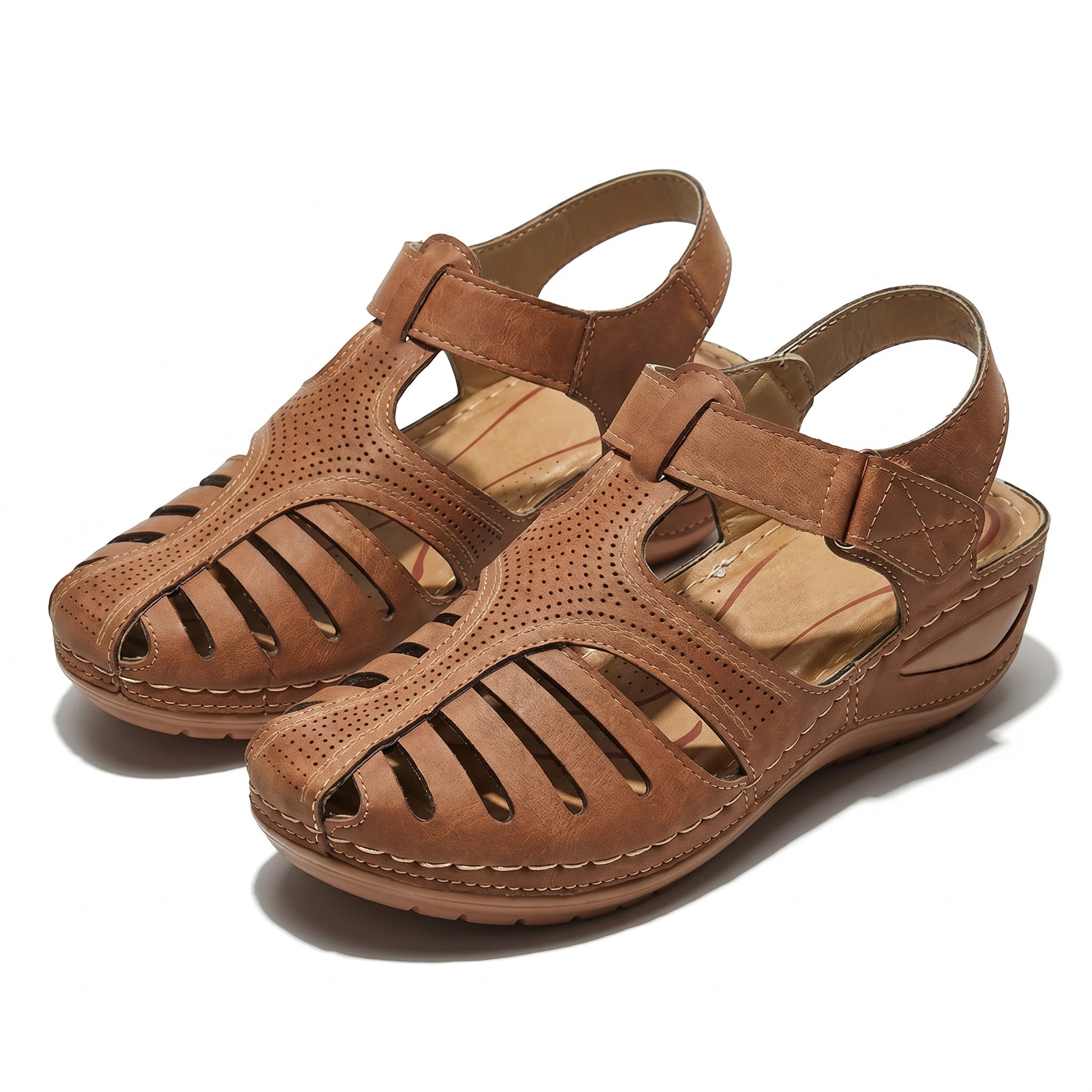 Eleanor - Women's Orthopaedic Cut - Out Sandal - Sandals - Brown - Taylor & Bennett