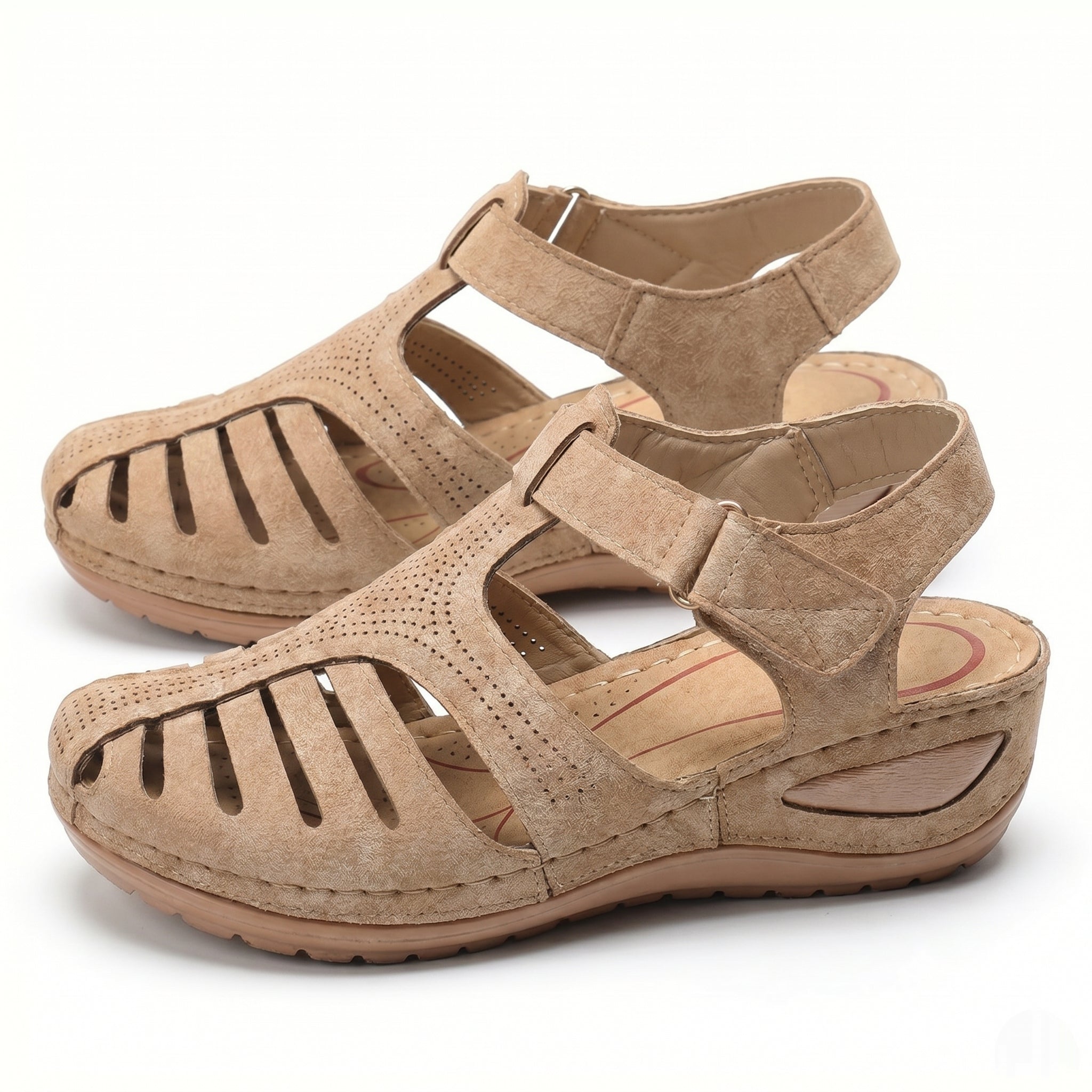 Eleanor - Women's Orthopaedic Cut - Out Sandal - Sandals - Beige - Taylor & Bennett