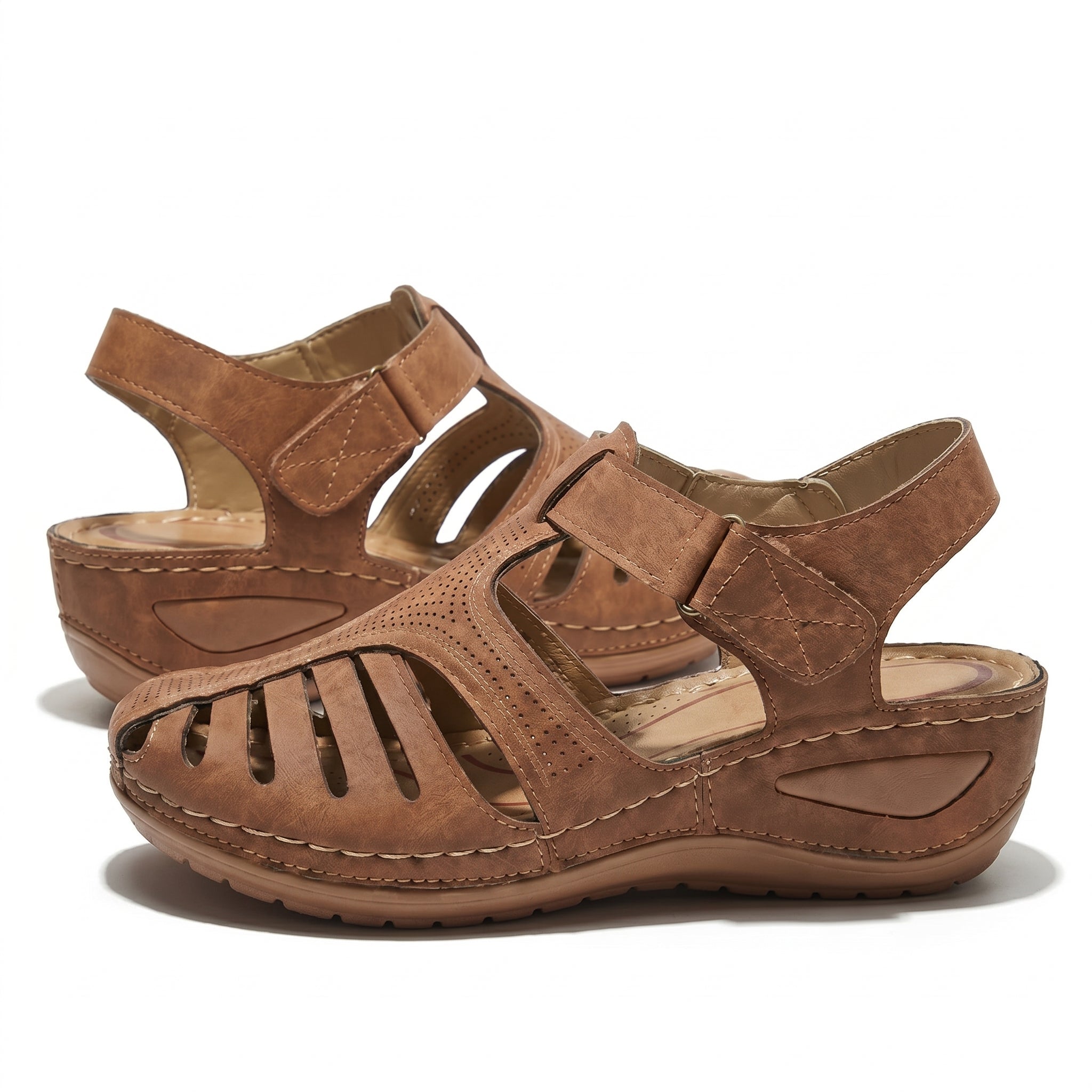 Eleanor - Women's Orthopaedic Cut - Out Sandal - Sandals - Brown - Taylor & Bennett