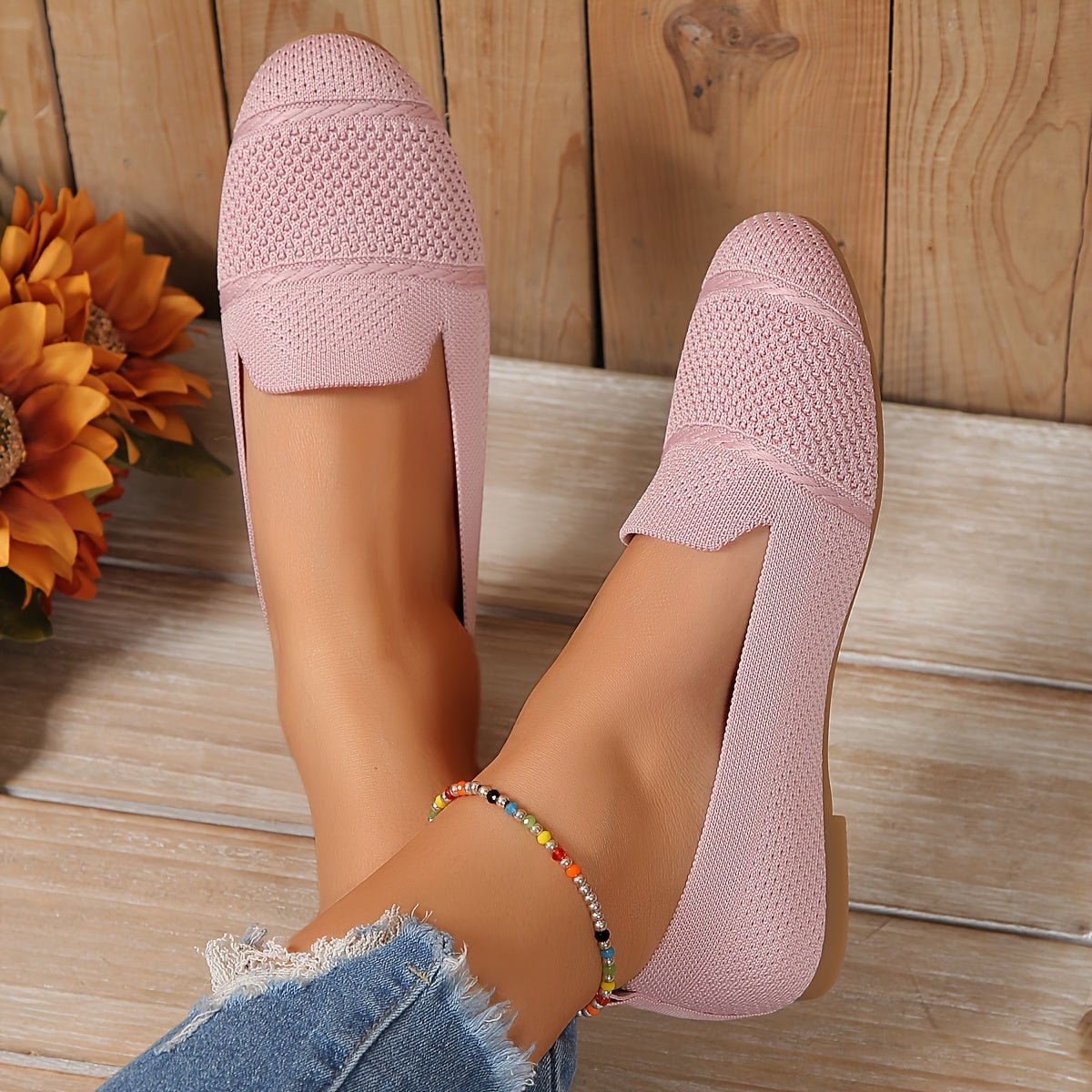 Eleanor - Women's Slip - On Flats with Breathable Knit - Sandals - Pink - Taylor & Bennett