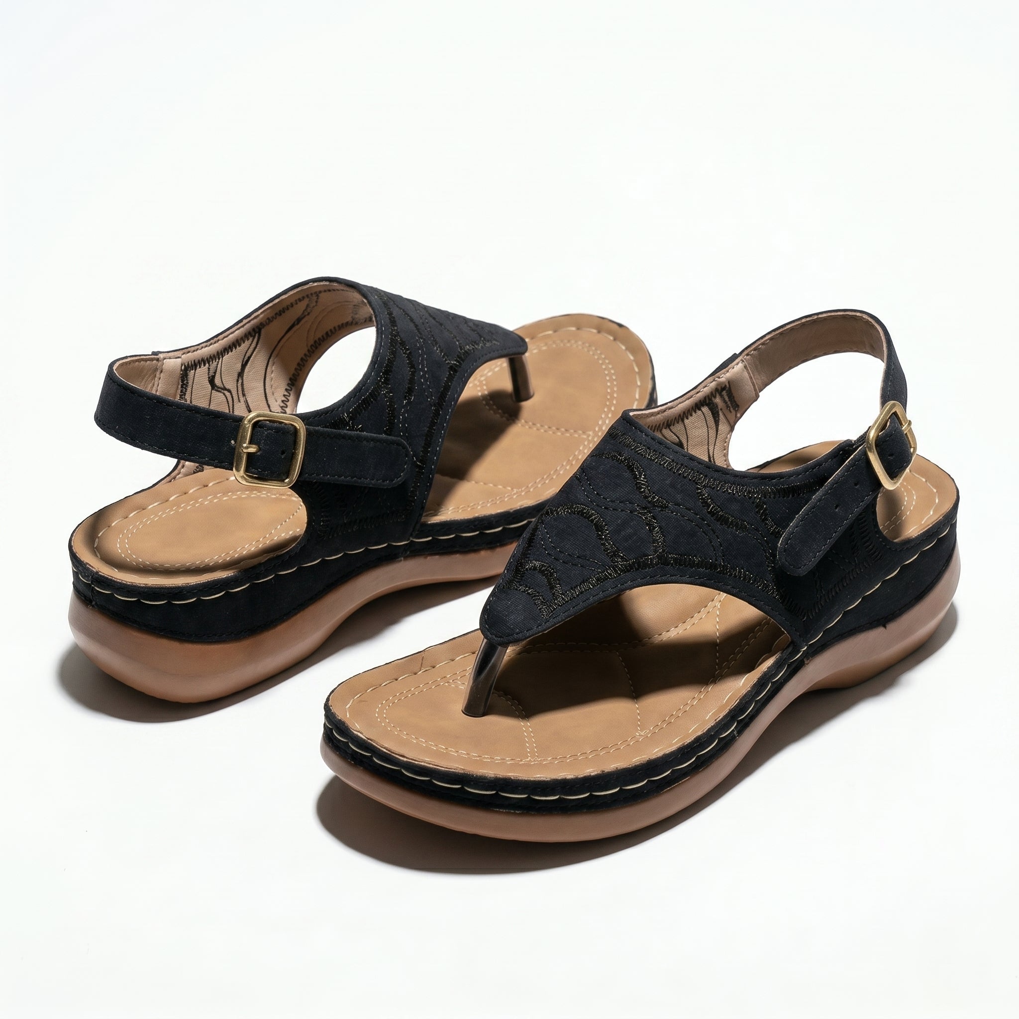 Elena - Women's Breathable Orthopaedic Sandals - Sandals - Black - Taylor & Bennett