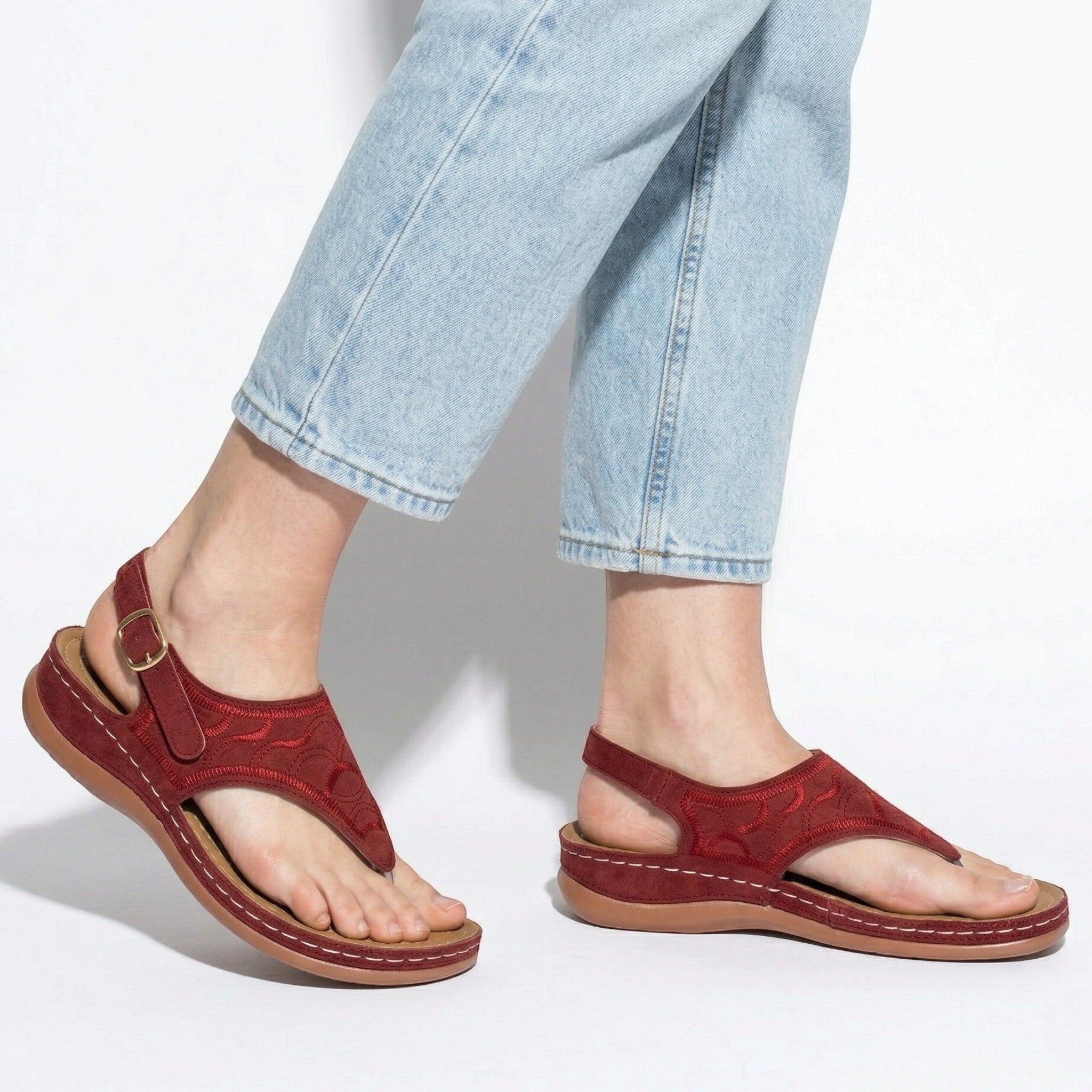 Elena - Women's Breathable Orthopaedic Sandals - Sandals - Red - Taylor & Bennett