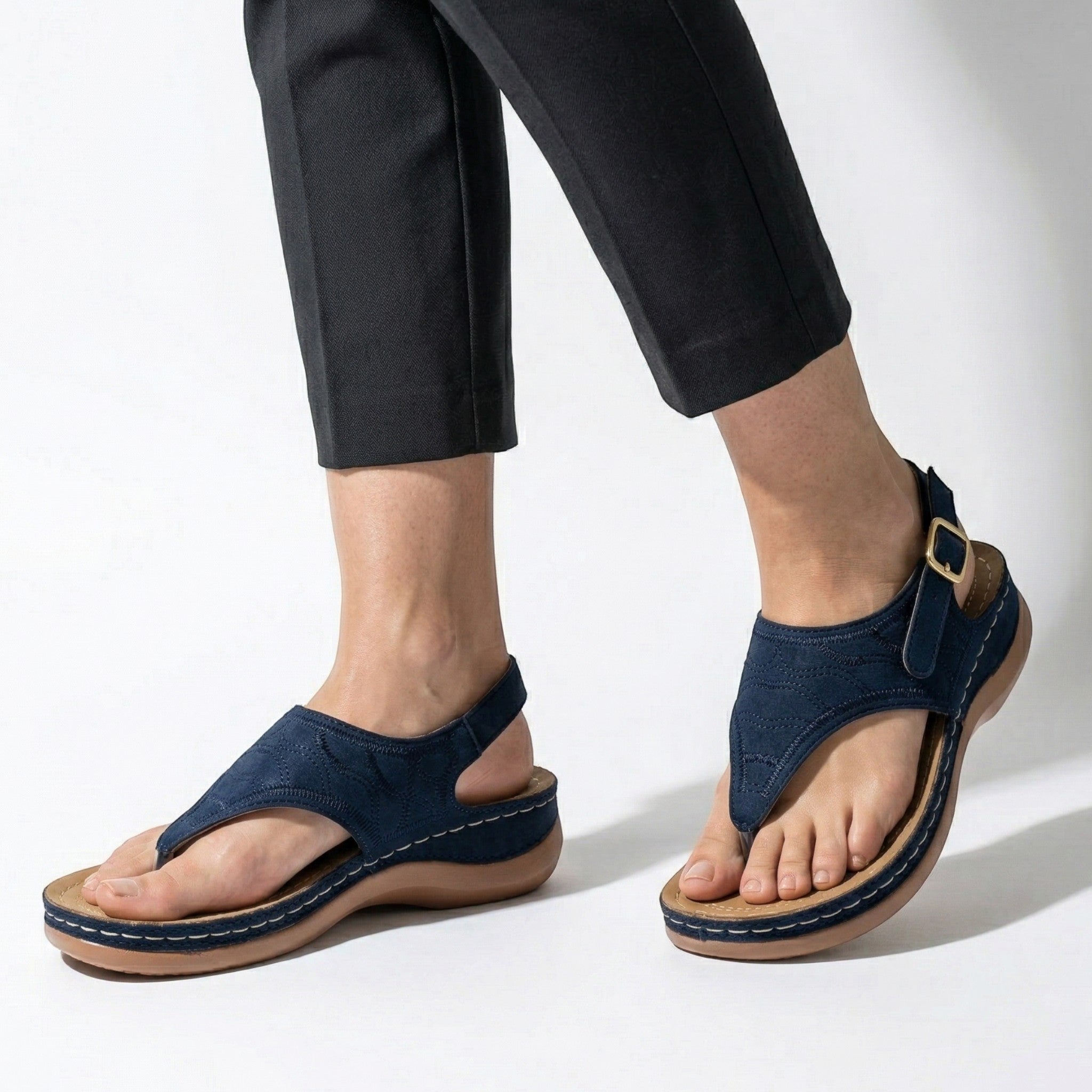 Elena - Women's Breathable Orthopaedic Sandals - Sandals - Navy Blue - Taylor & Bennett