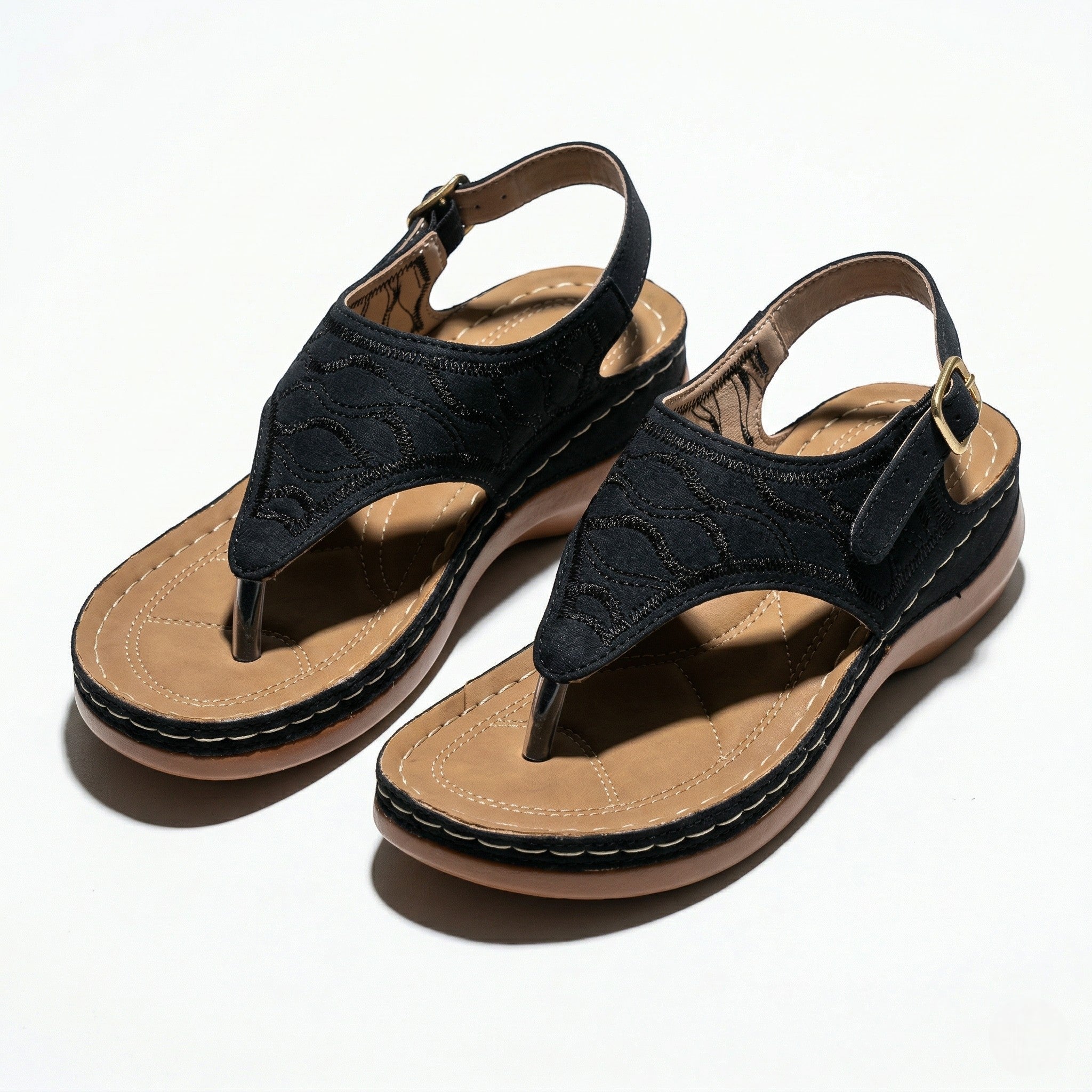 Elena - Women's Breathable Orthopaedic Sandals - Sandals - Black - Taylor & Bennett