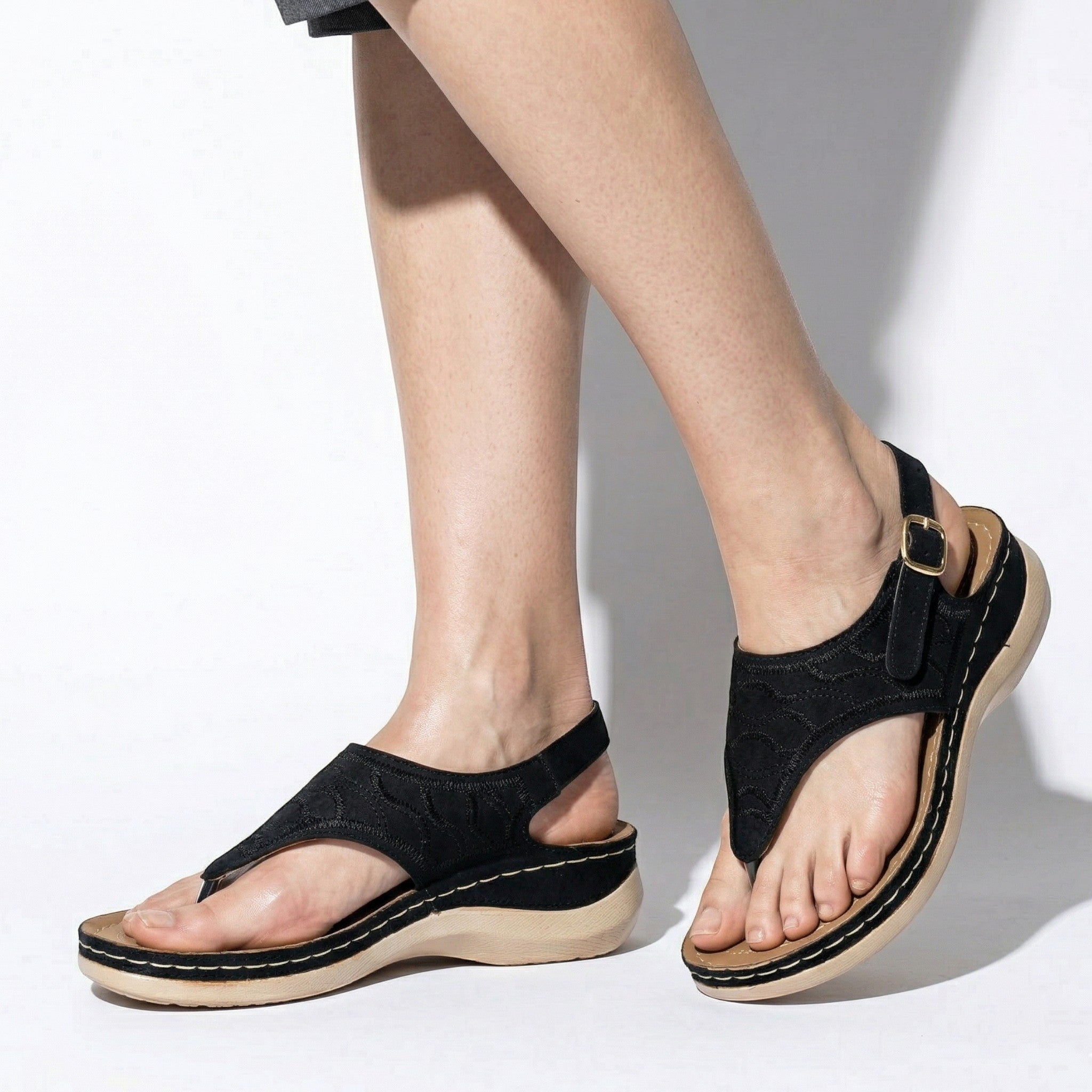 Elena - Women's Breathable Orthopaedic Sandals - Sandals - Black - Taylor & Bennett