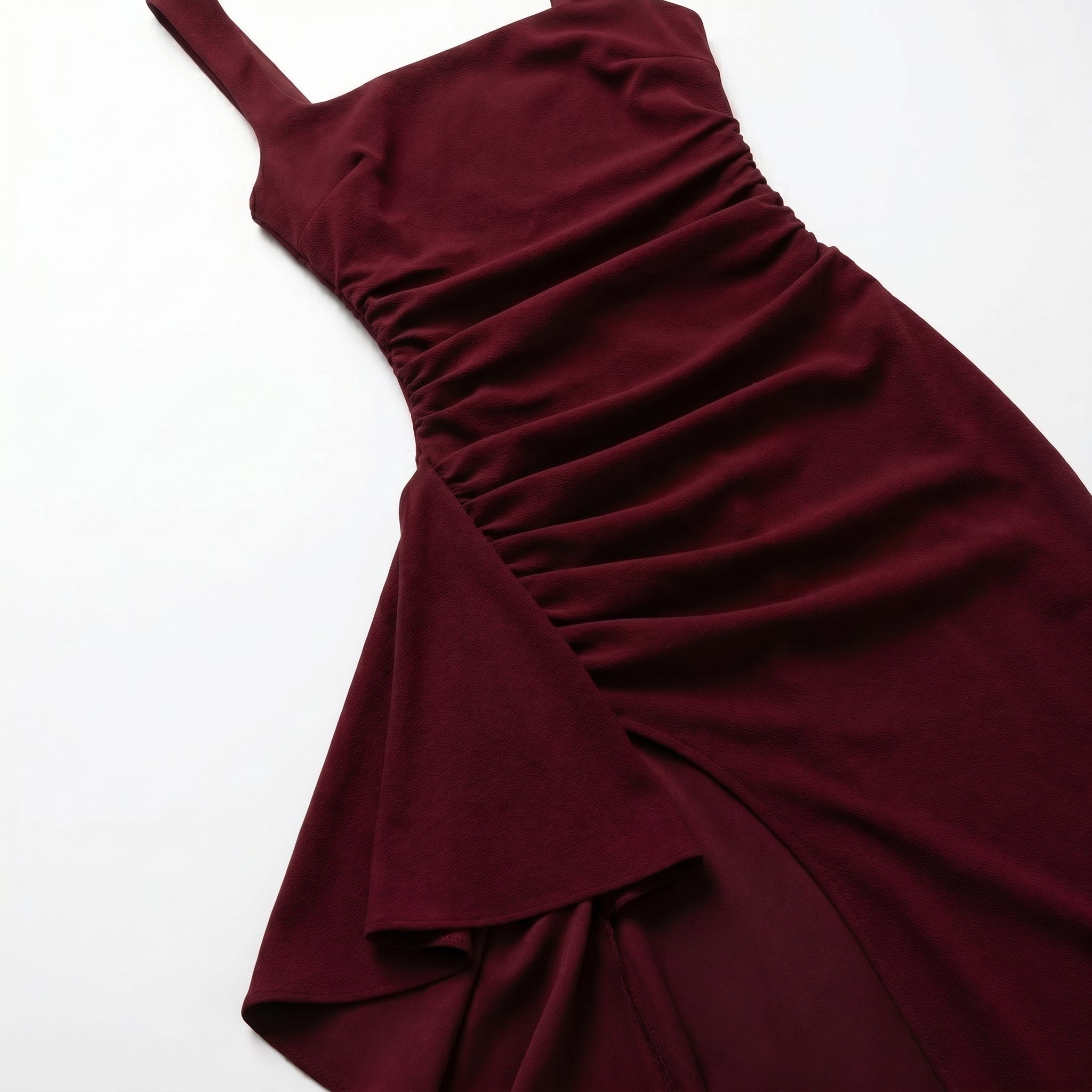 Elena - Women's Elegant Maxi Dress with High Slit - Maxi Dress - Burgundy - Taylor & Bennett