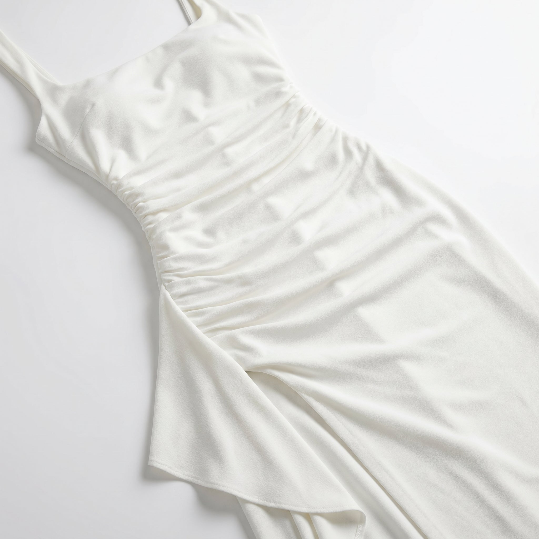 Elena - Women's Elegant Maxi Dress with High Slit - Maxi Dress - White - Taylor & Bennett