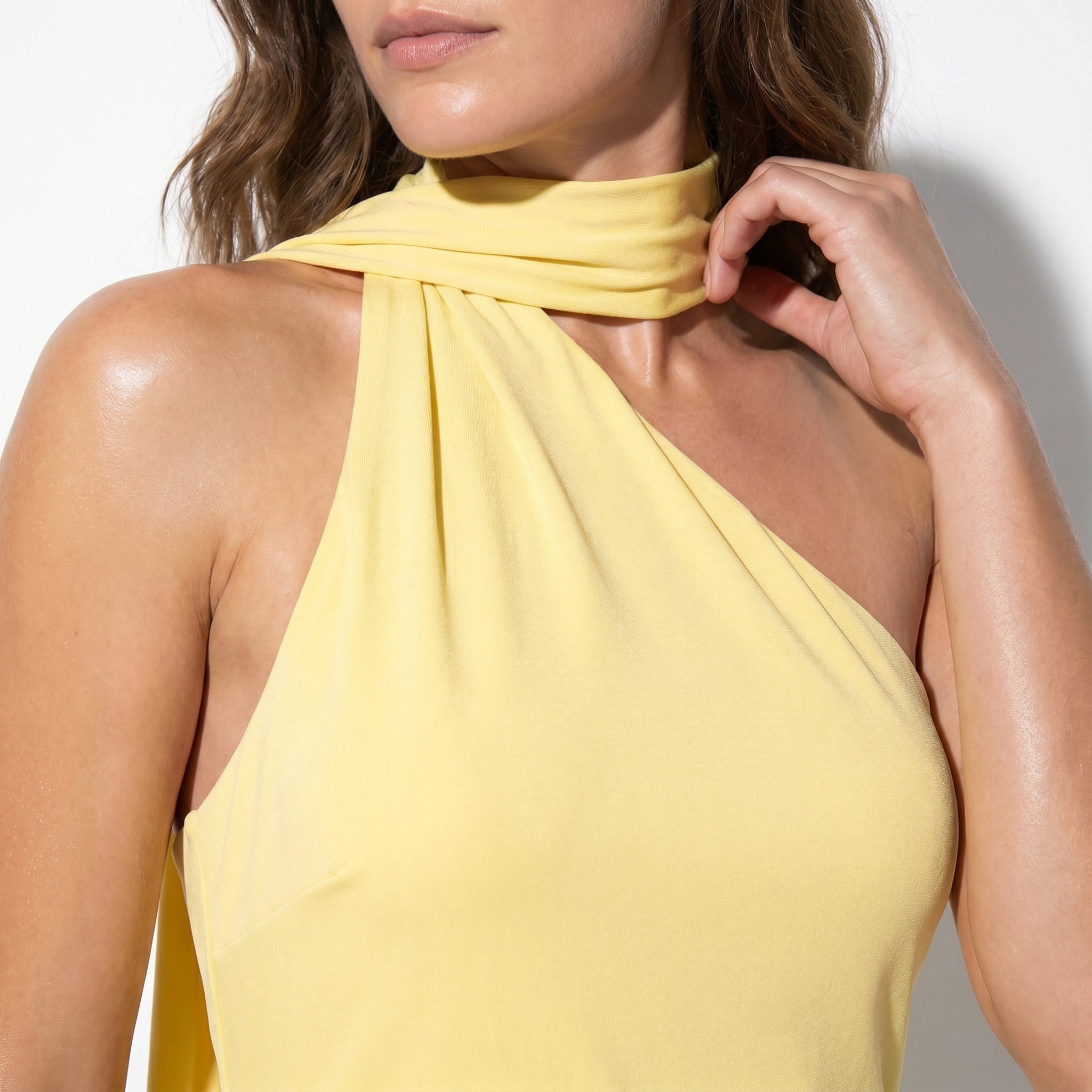 Elena - Women's Elegant Wedding Guest Backless Maxi Dress - Dress - Light Yellow - Taylor & Bennett