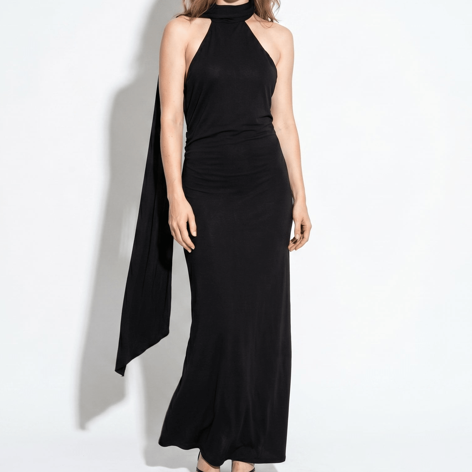 Elena - Women's Elegant Wedding Guest Backless Maxi Dress - Dress - Black - Taylor & Bennett