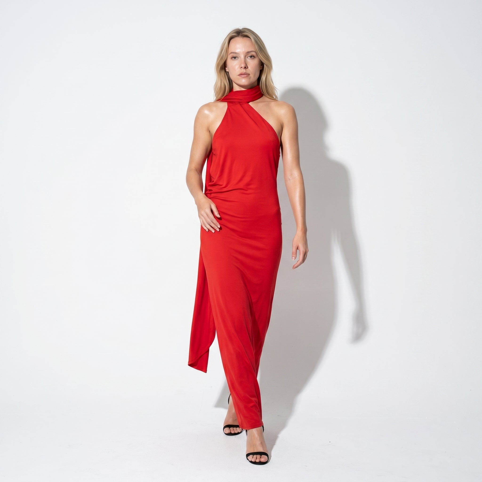 Elena - Women's Elegant Wedding Guest Backless Maxi Dress - Dress - Red - Taylor & Bennett