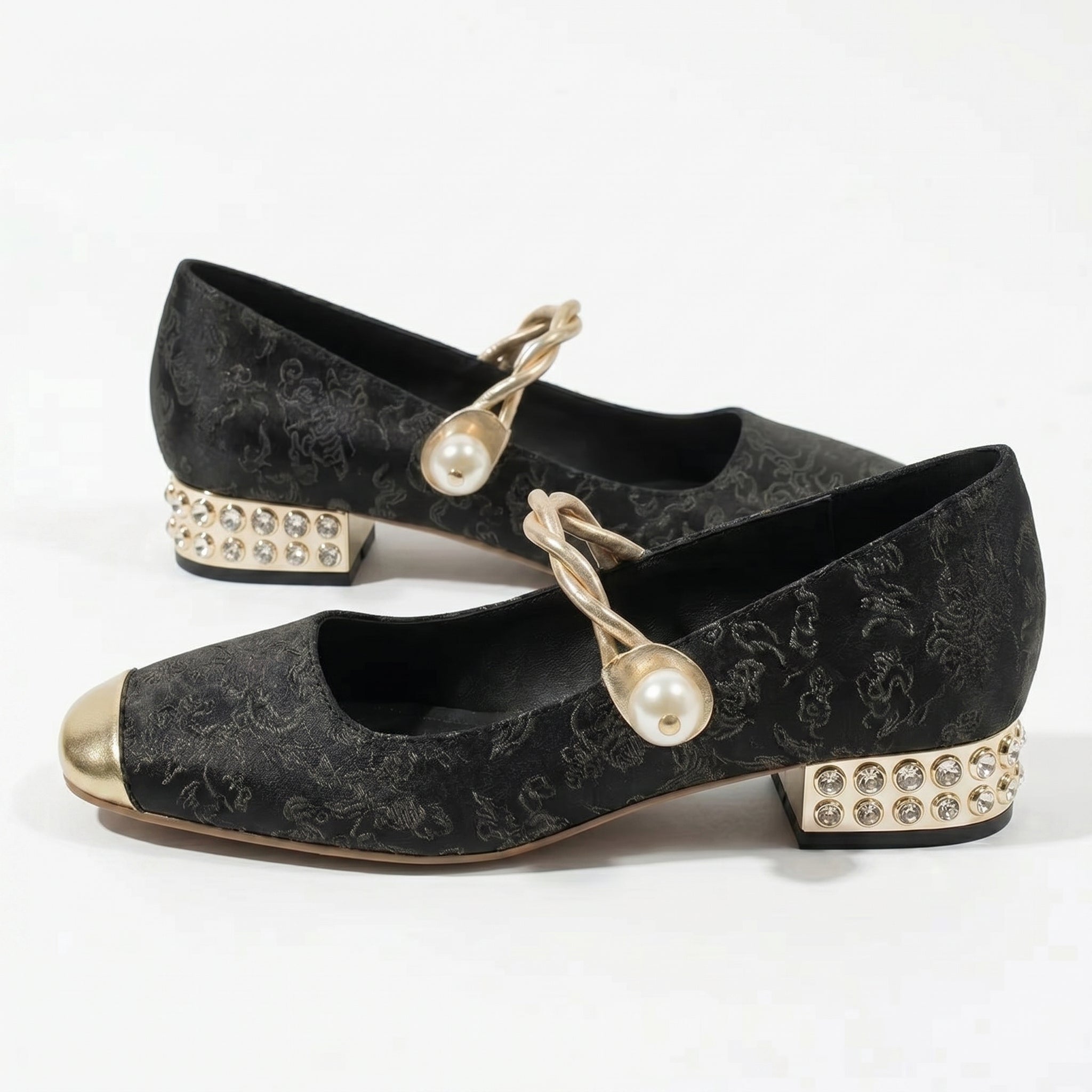 Elena - Women's Low Heel Pumps with Pearl Strap - Sandal - Green - Taylor & Bennett