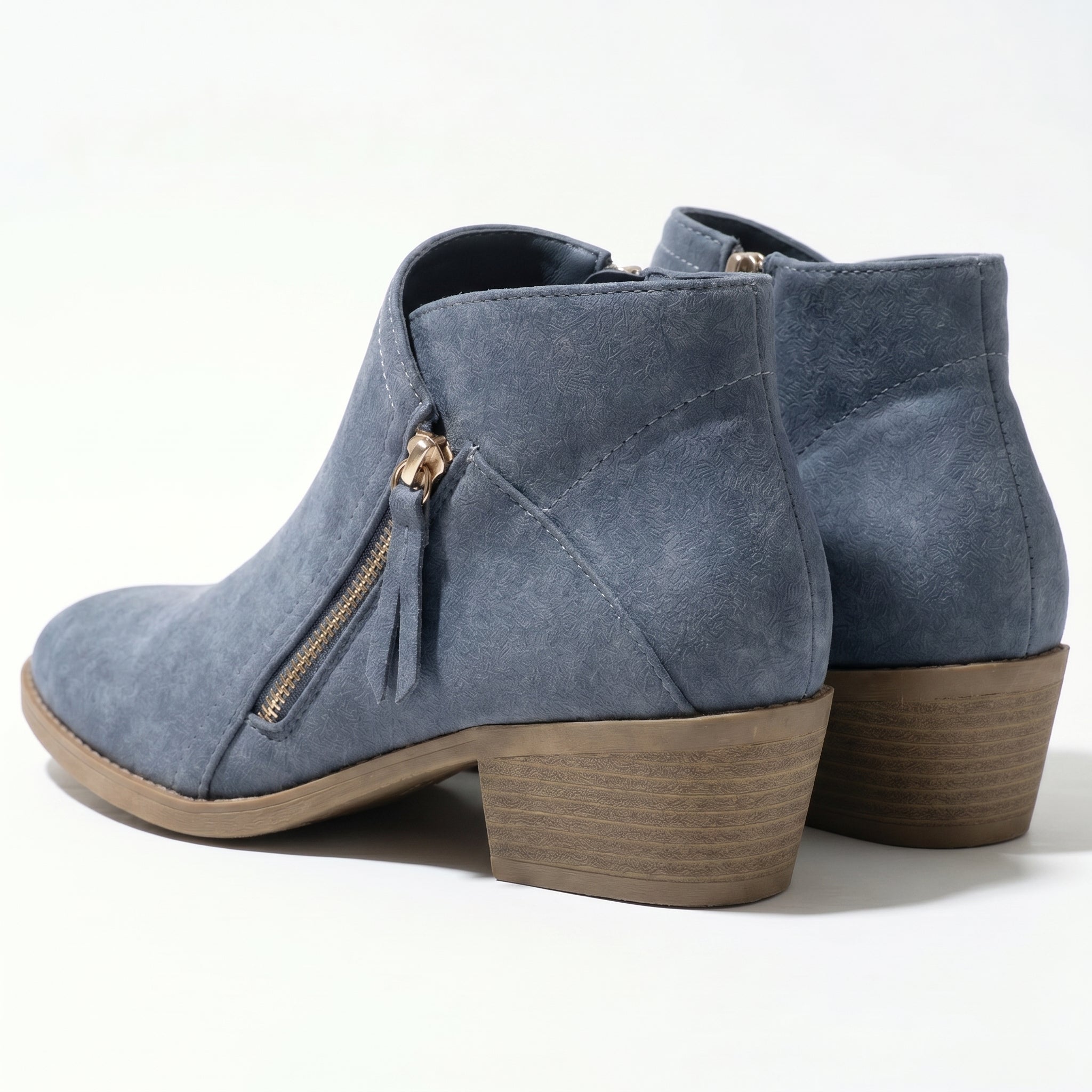 Eliza - Women's Side Zip Ankle Boots - Shoes - Blue - Taylor & Bennett