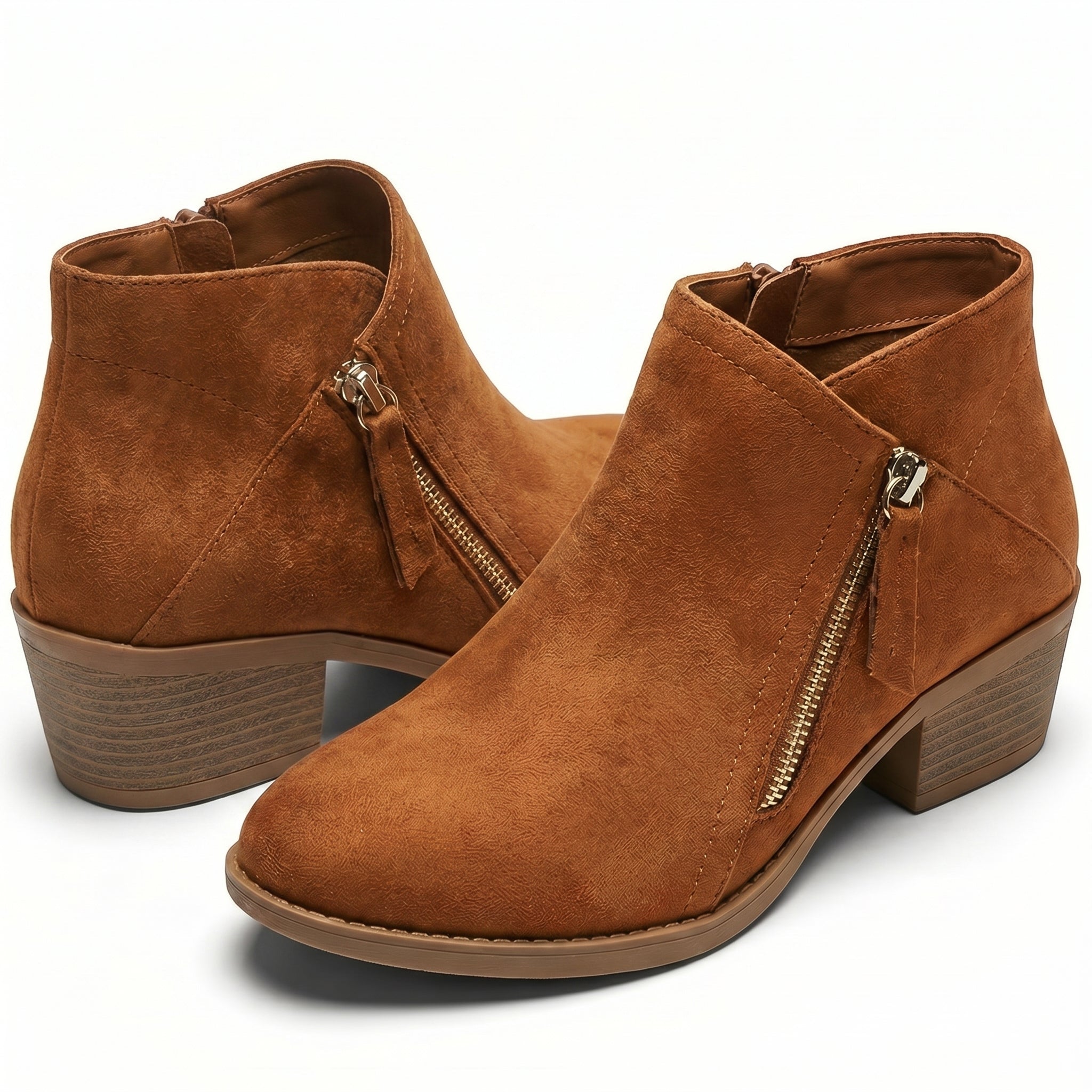 Eliza - Women's Side Zip Ankle Boots - Shoes - Orange - Taylor & Bennett