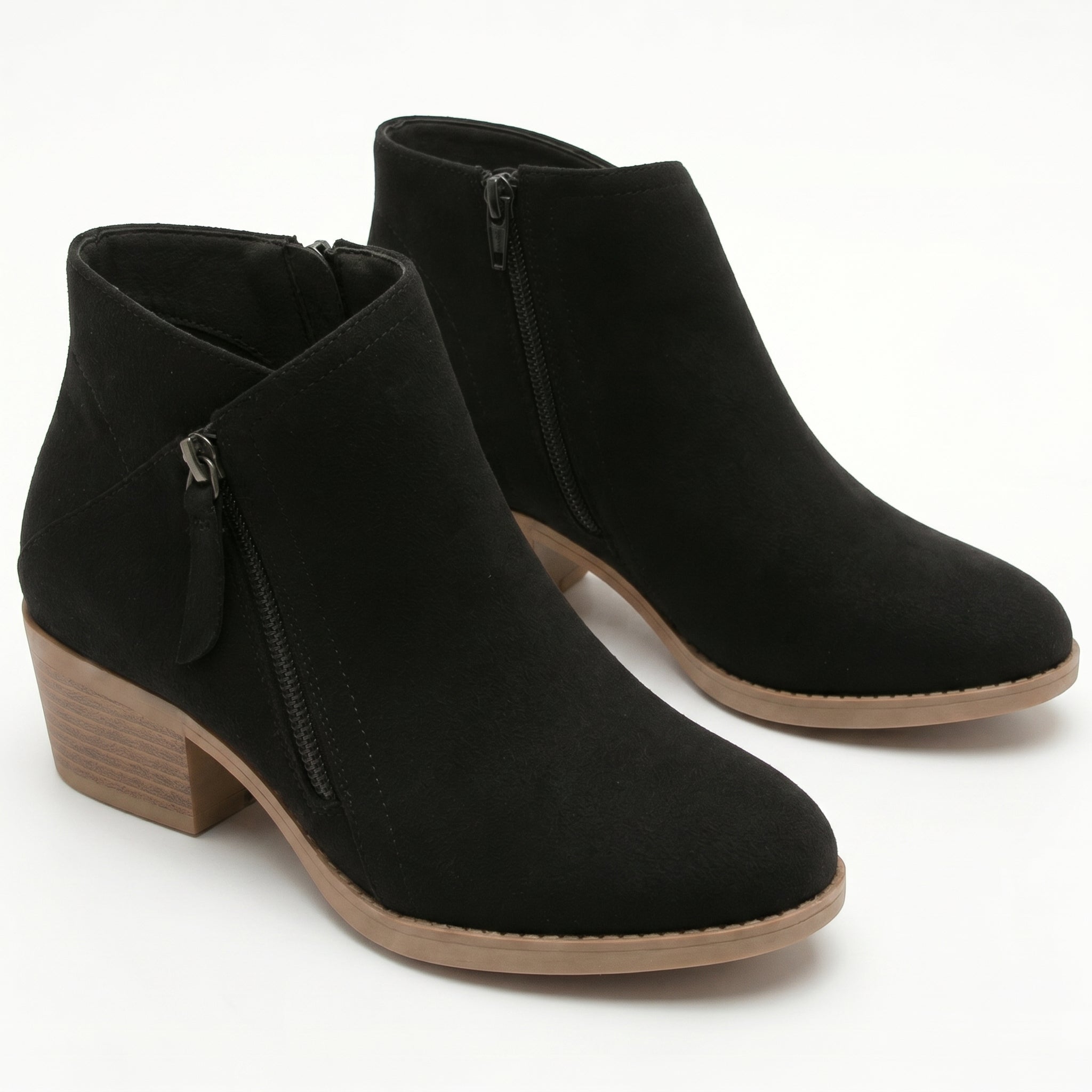 Eliza - Women's Side Zip Ankle Boots - Shoes - Black - Taylor & Bennett