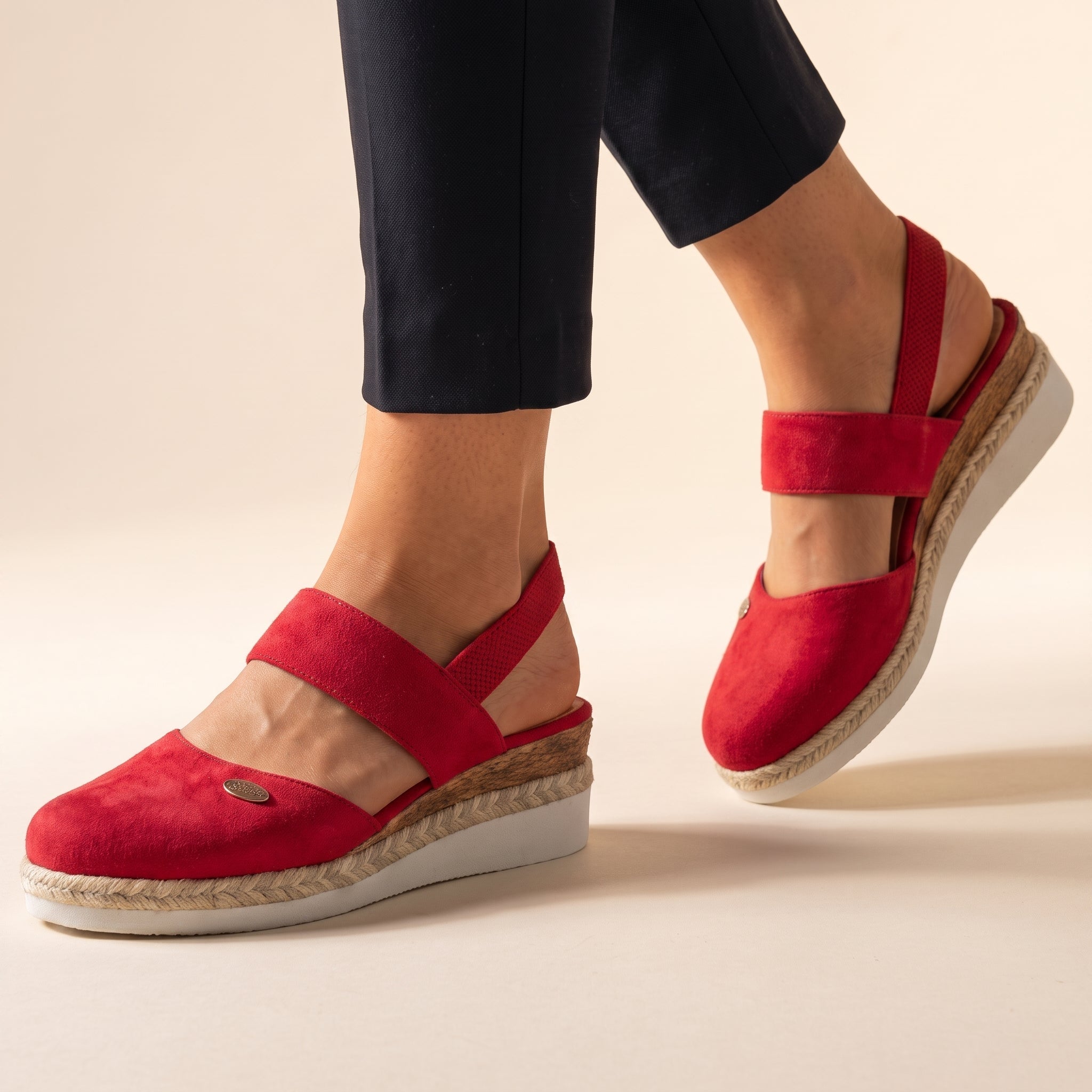 Eloise - Women's Espadrille Wedge Slingback Sandals - Sandals - Red - Taylor & Bennett