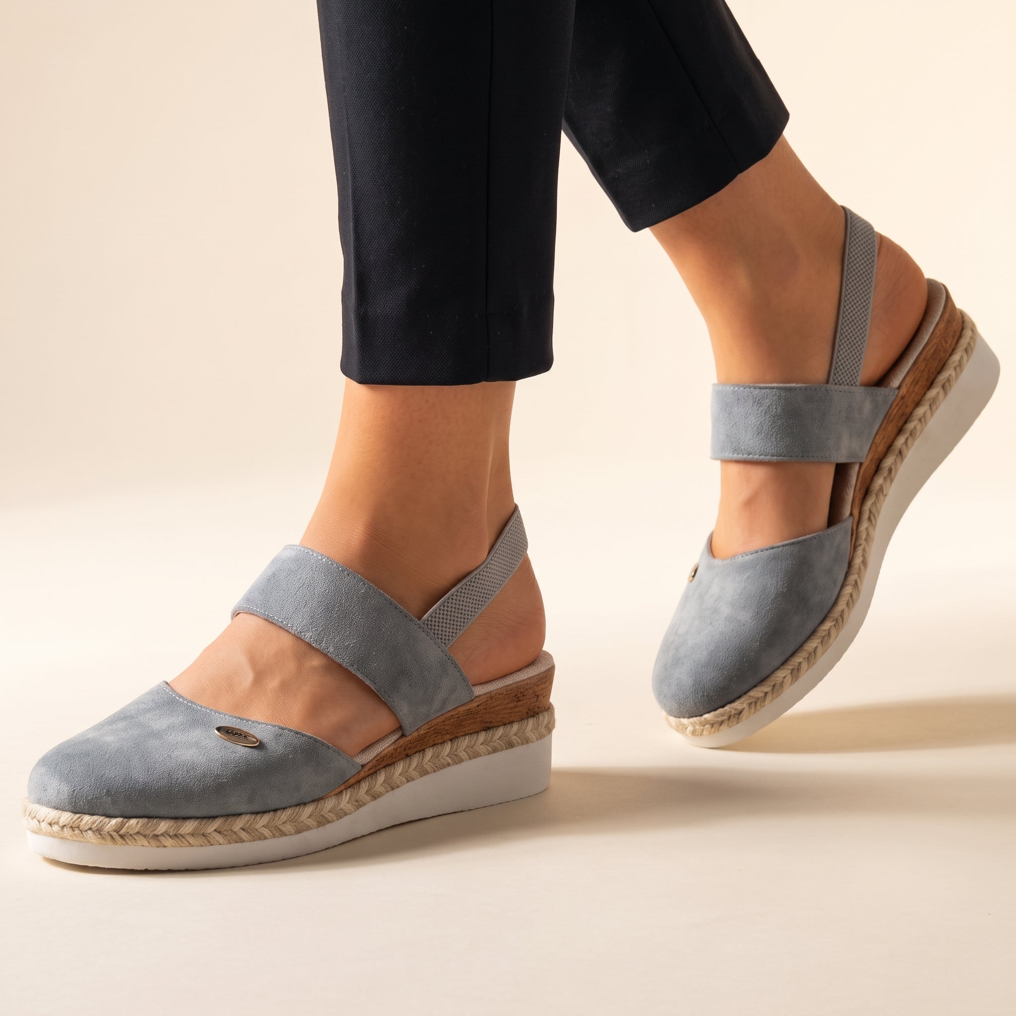 Eloise - Women's Espadrille Wedge Slingback Sandals - Sandals - Grey - Taylor & Bennett