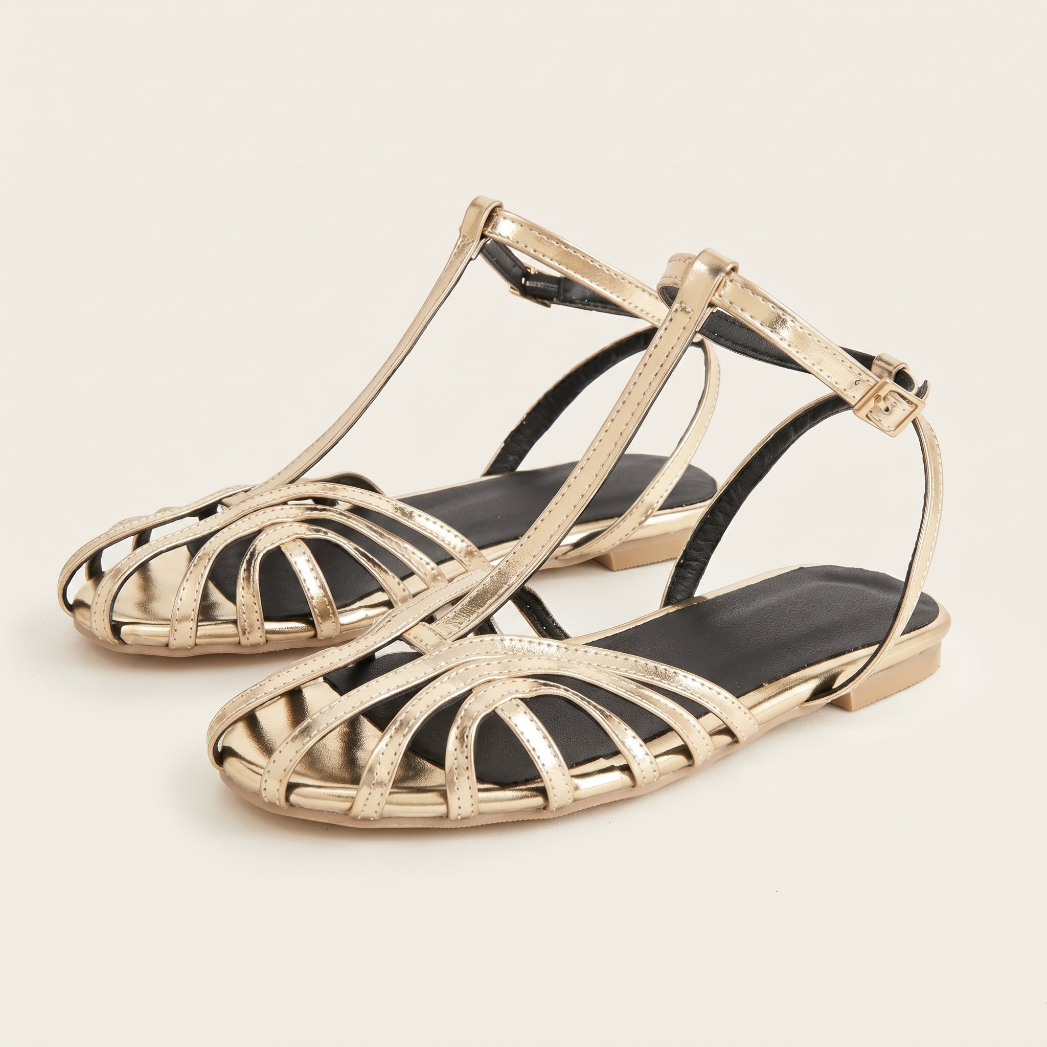 Elsa - Women's Open Toe Multi - Strap Flat Ankle Strap Sandals - Sandals - Grey - Taylor & Bennett