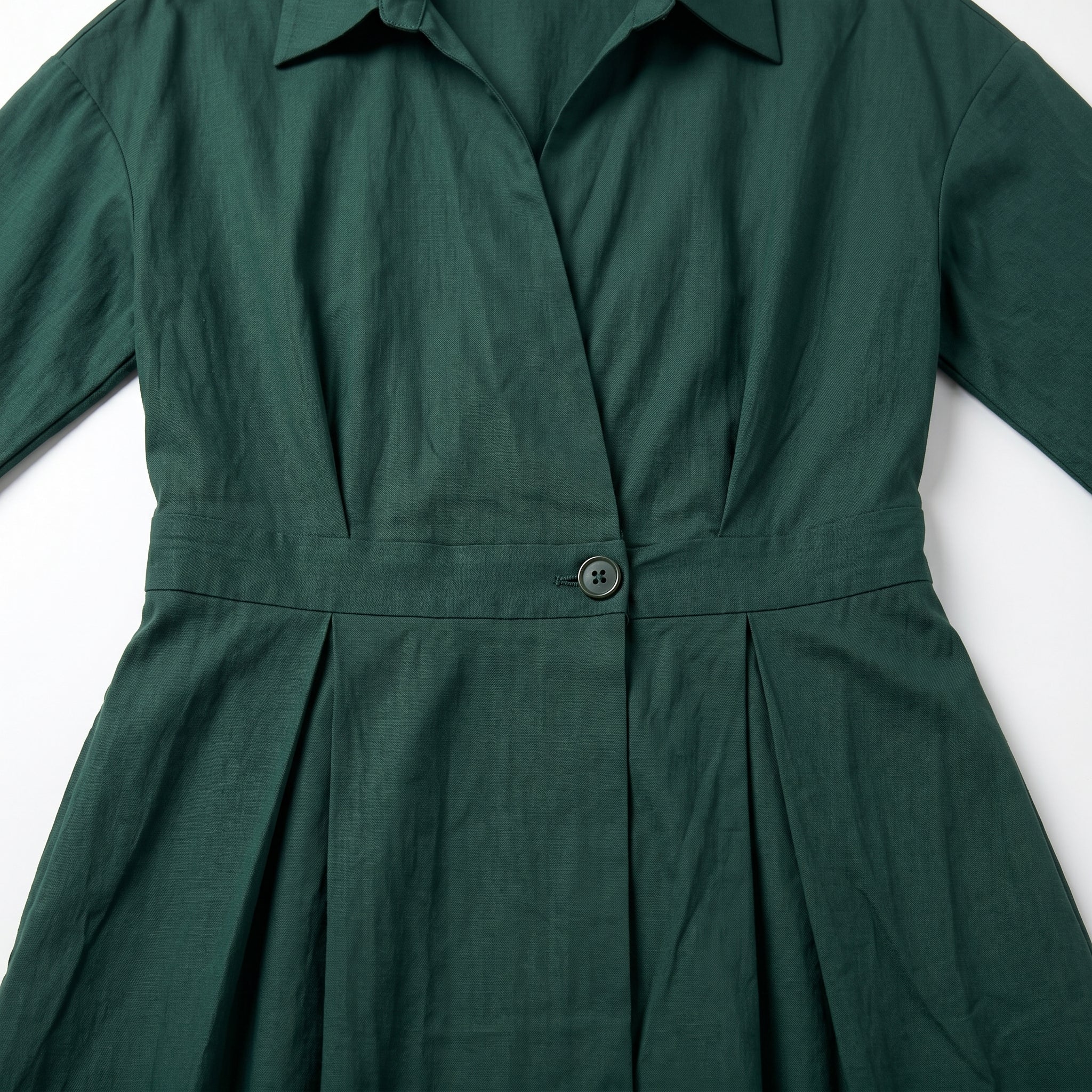 Emily - Women's Evening Long Sleeve Pleated Midi Dress - Dresses - Army Green - Taylor & Bennett